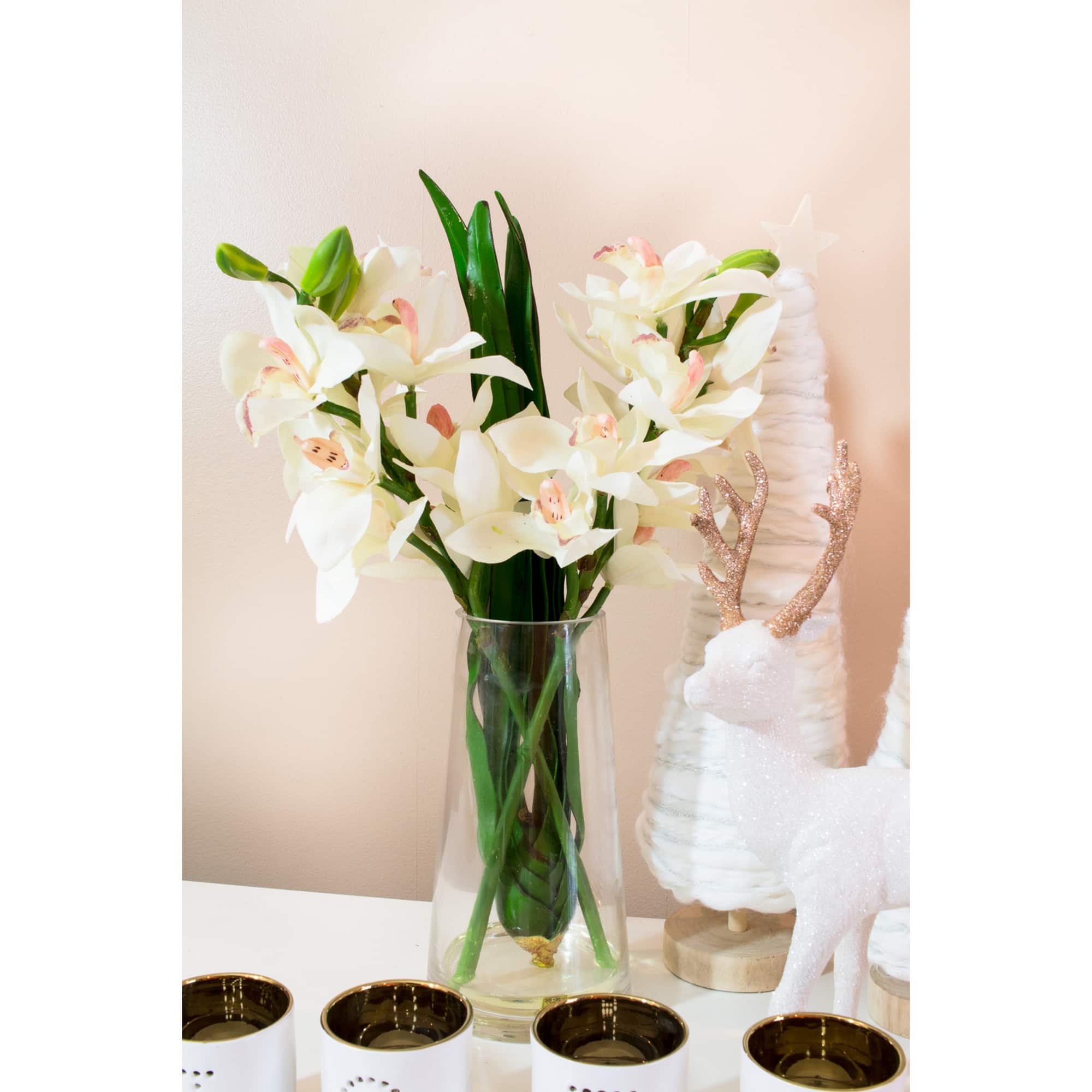 19&#x22; Cream Boat Orchid in Vase