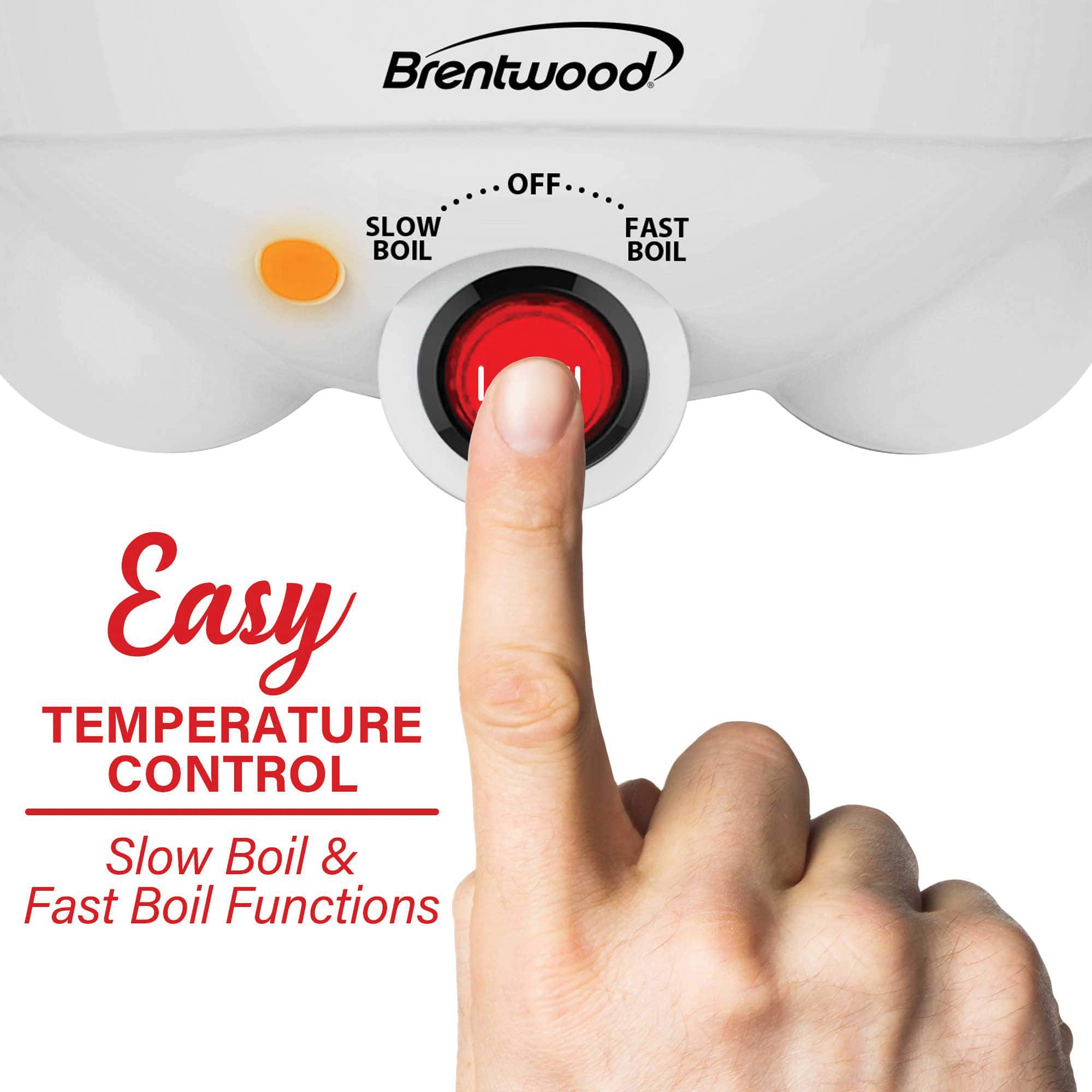 Brentwood White 1.1qt. 400 Watt Stainless Steel Electric Hot Pot Cooker &#x26; Food Steamer