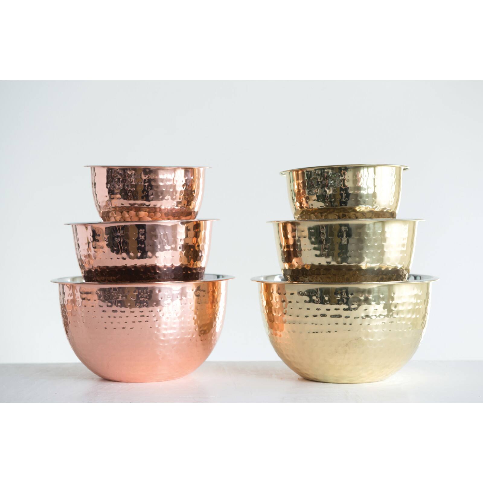 Hammered Metallic Stainless Steel Bowls Set