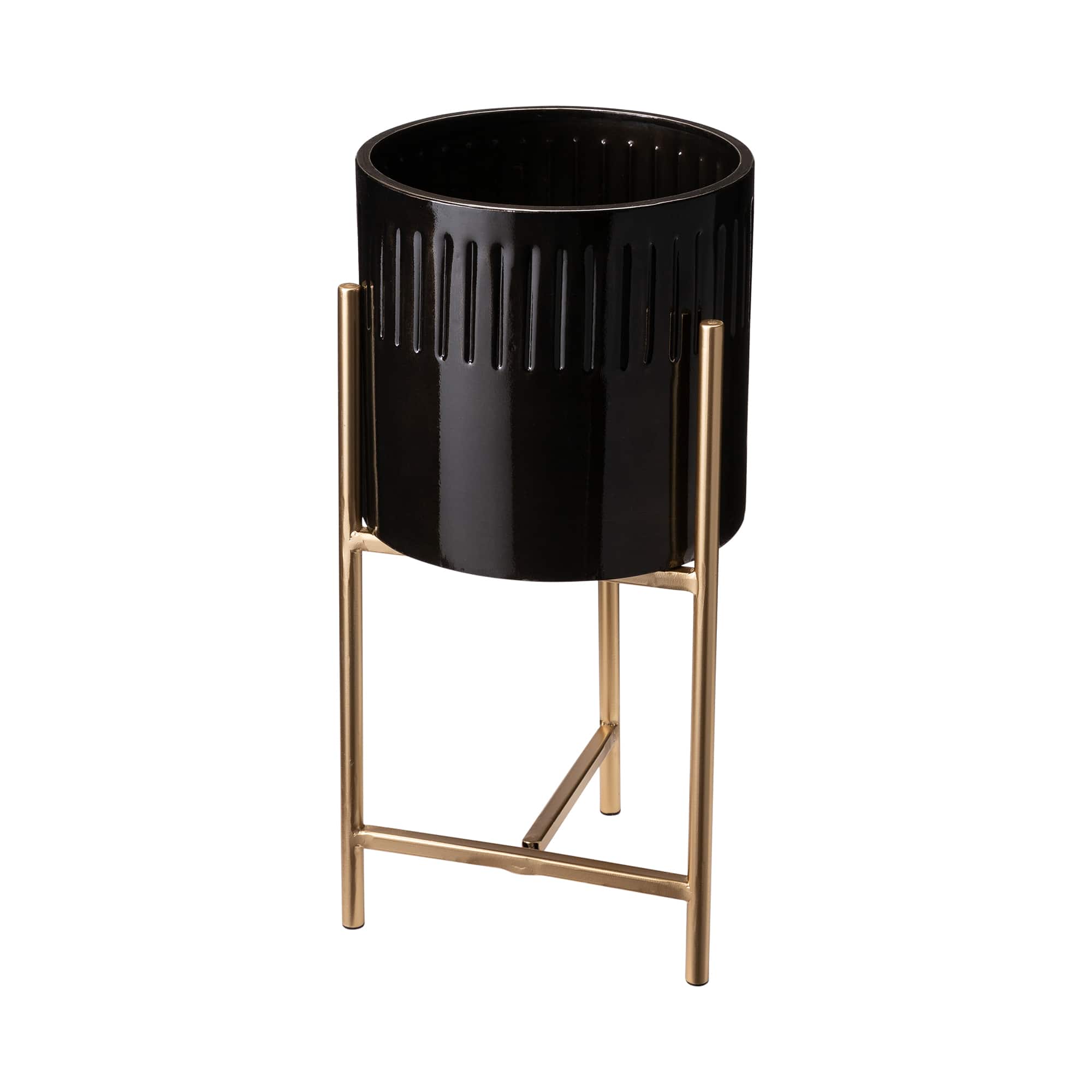 Glitzhome® Black & Gold Modern Glossy Metal Plant Stand, 3ct.