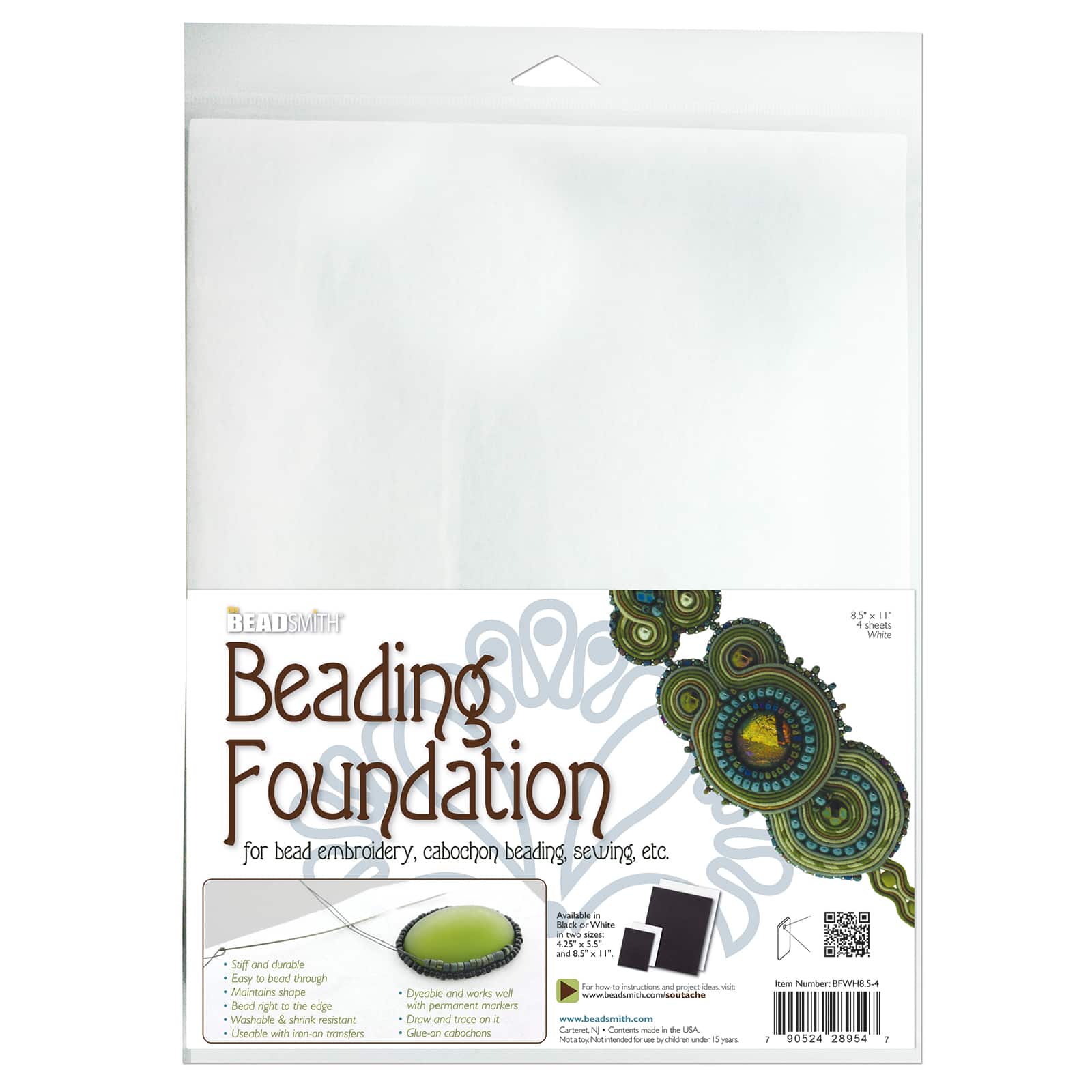 The Beadsmith&#xAE; 8.5&#x27;&#x27; x 11&#x27;&#x27; White Beading Foundation, 4ct.