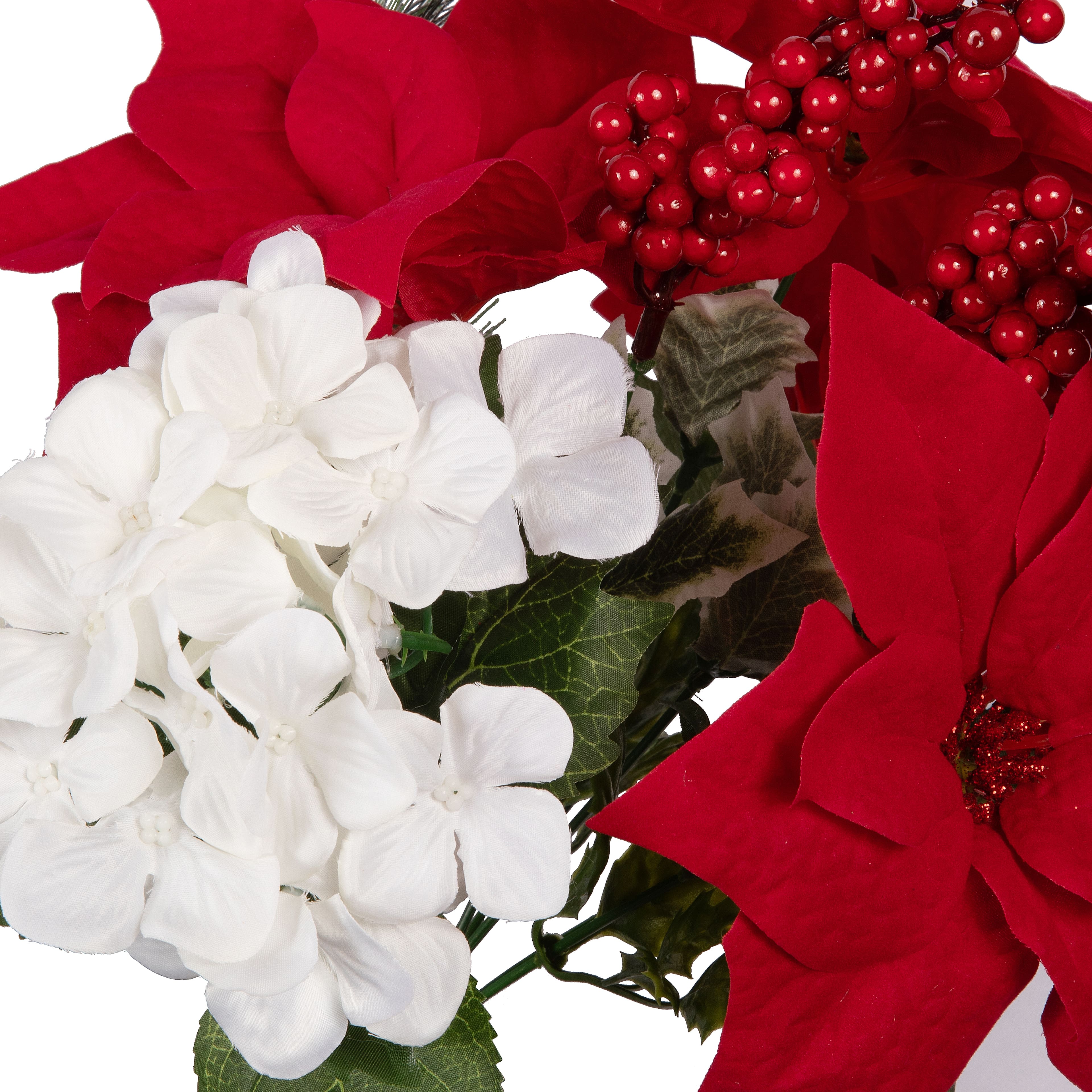 15&#x22; Red Poinsettia &#x26; White Hydrangea Mix by Ashland&#xAE;