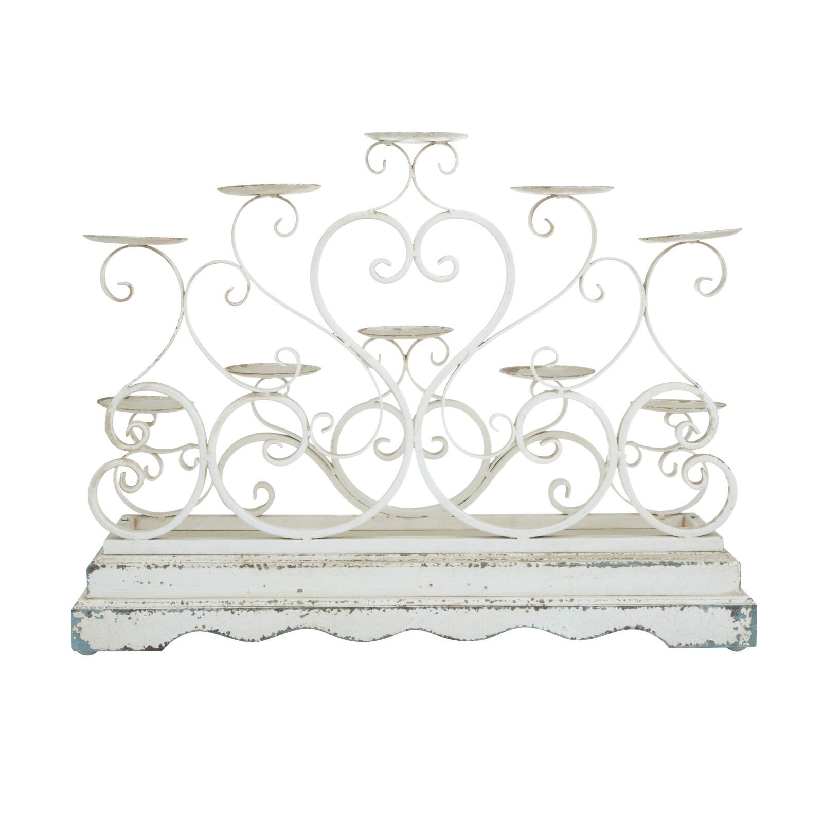 White Iron French Country Candelabra, 18&#x22; x 23&#x22; x 8&#x22;