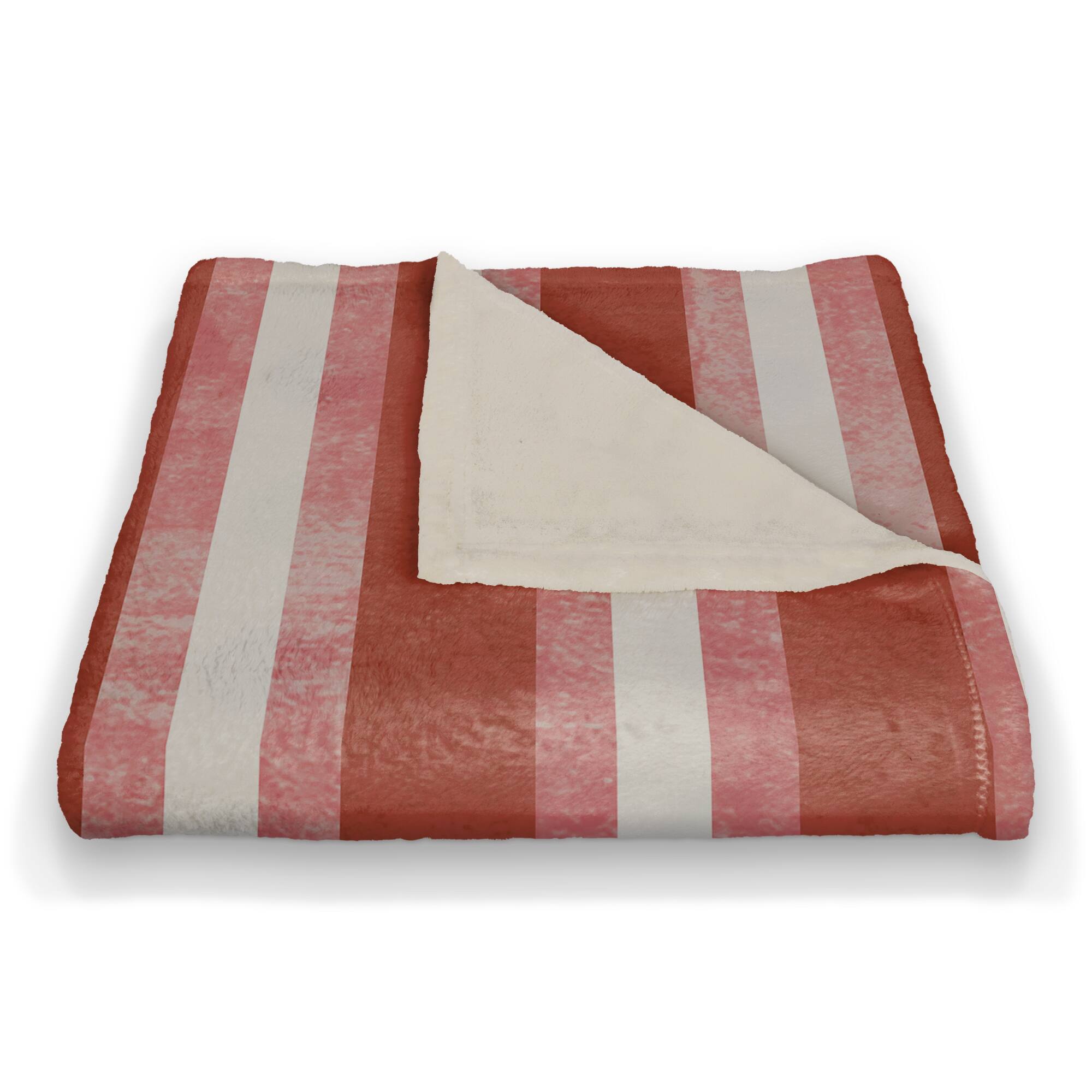 Red Stripes &#x26; Anchor Coral Fleece Blanket