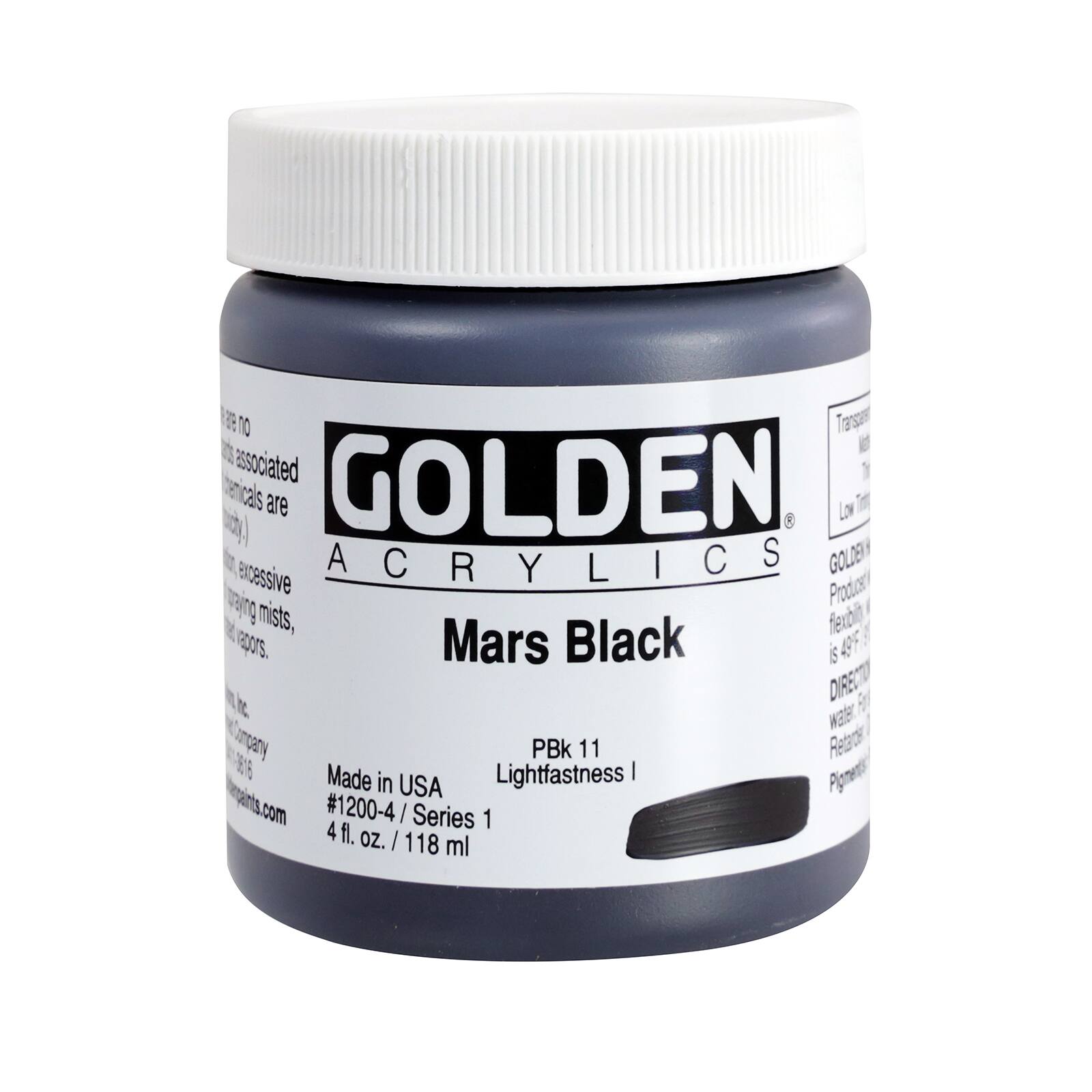 Golden Heavy Body Acrylics, 4 oz Paint in Mars Black