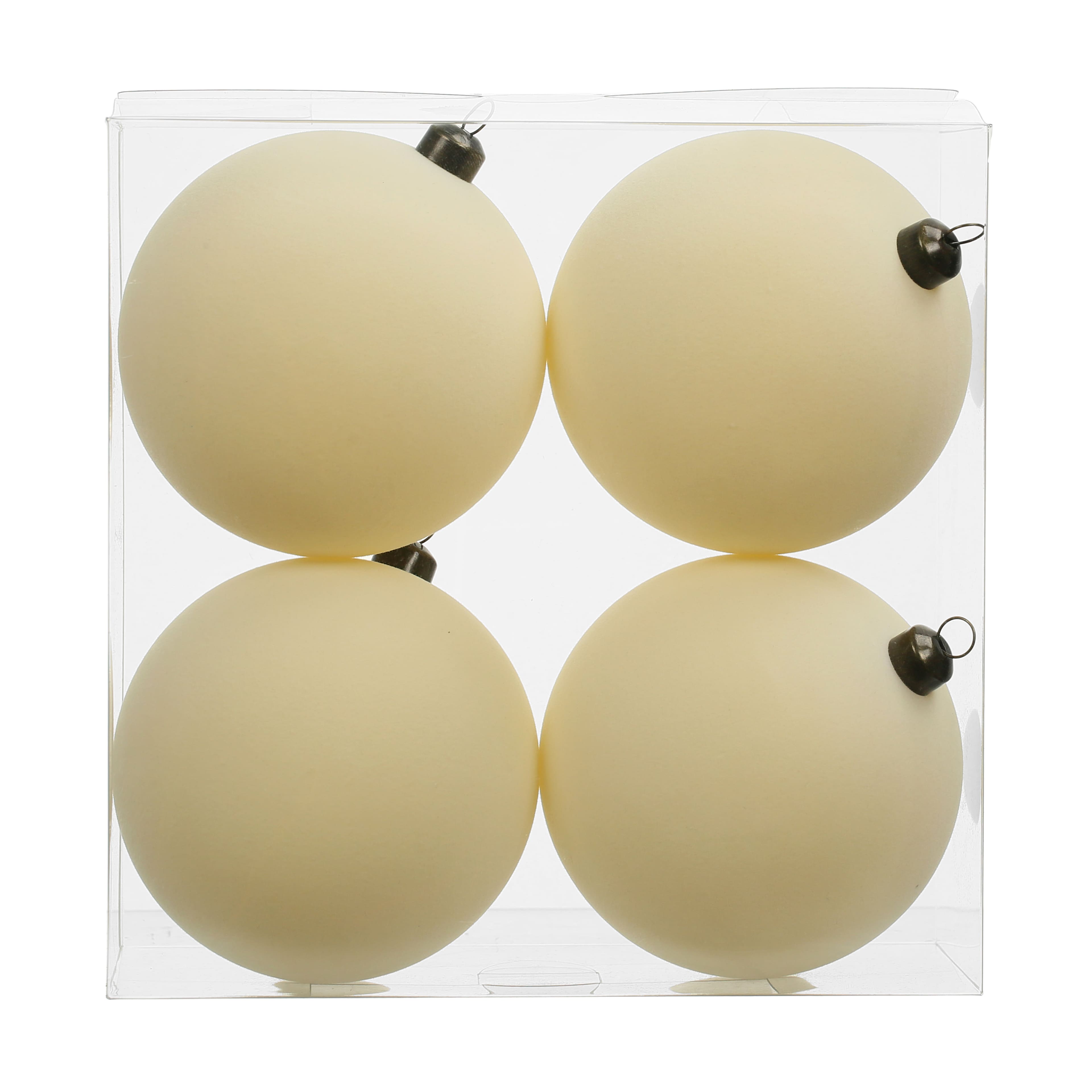 4 Pack 3.8&#x22; Flocked Shatterproof Ball Ornaments by Ashland&#xAE;