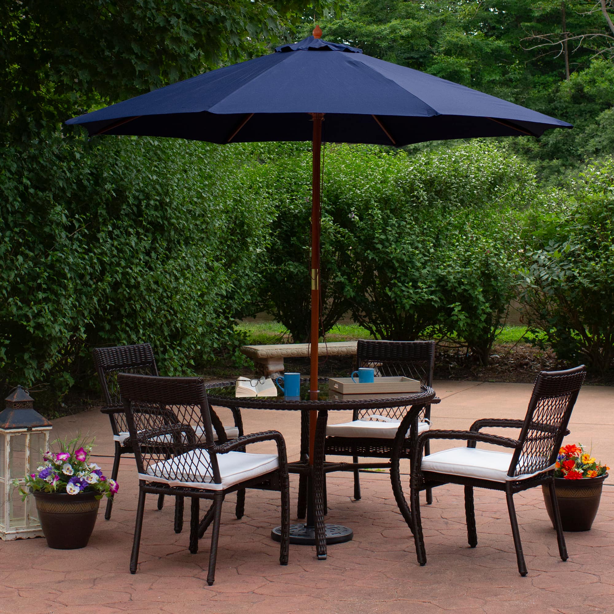 9ft. Outdoor Patio Market Umbrella with Wooden Pole