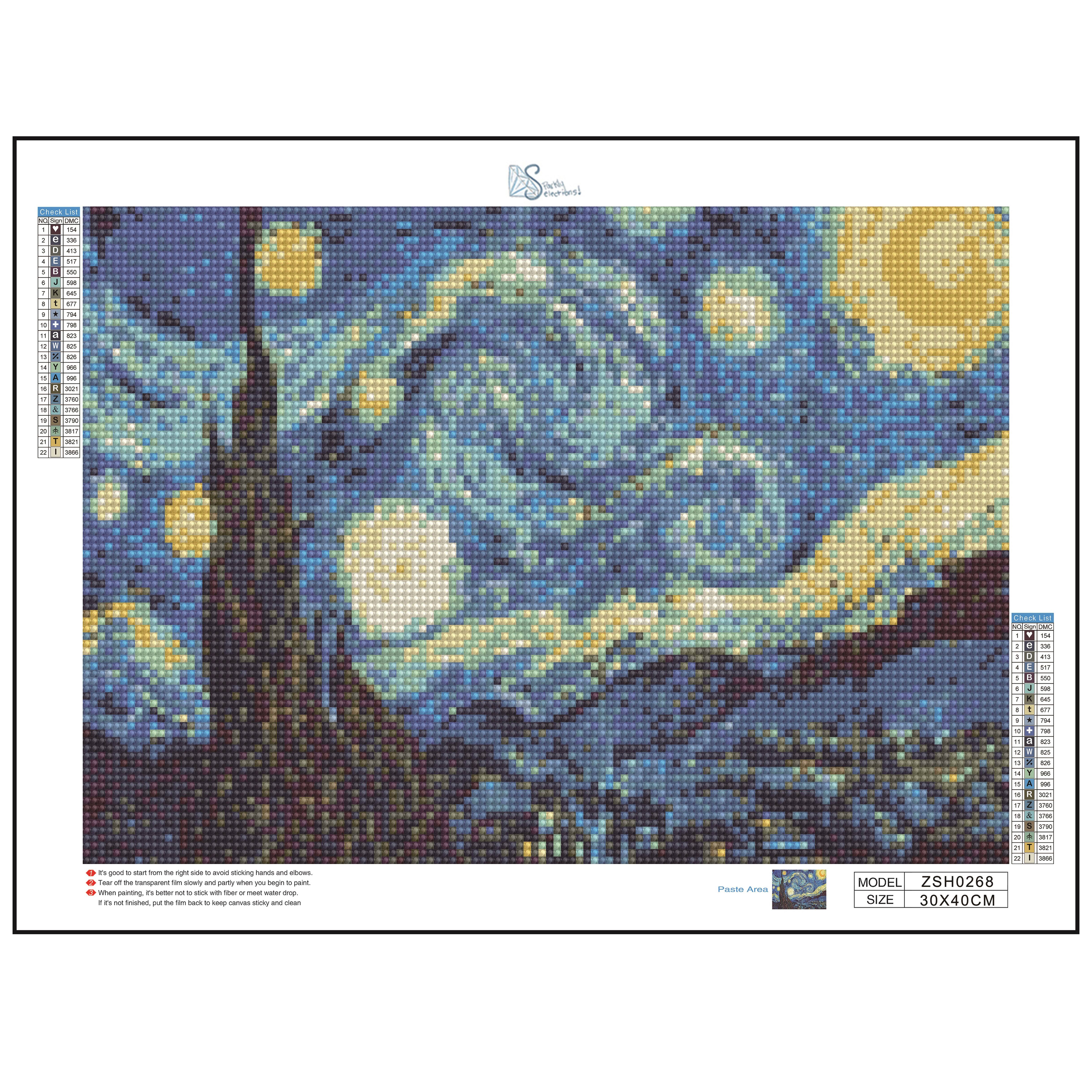 Sparkly Selections Beginner Starry Night Diamond Painting Kit, Square Diamonds