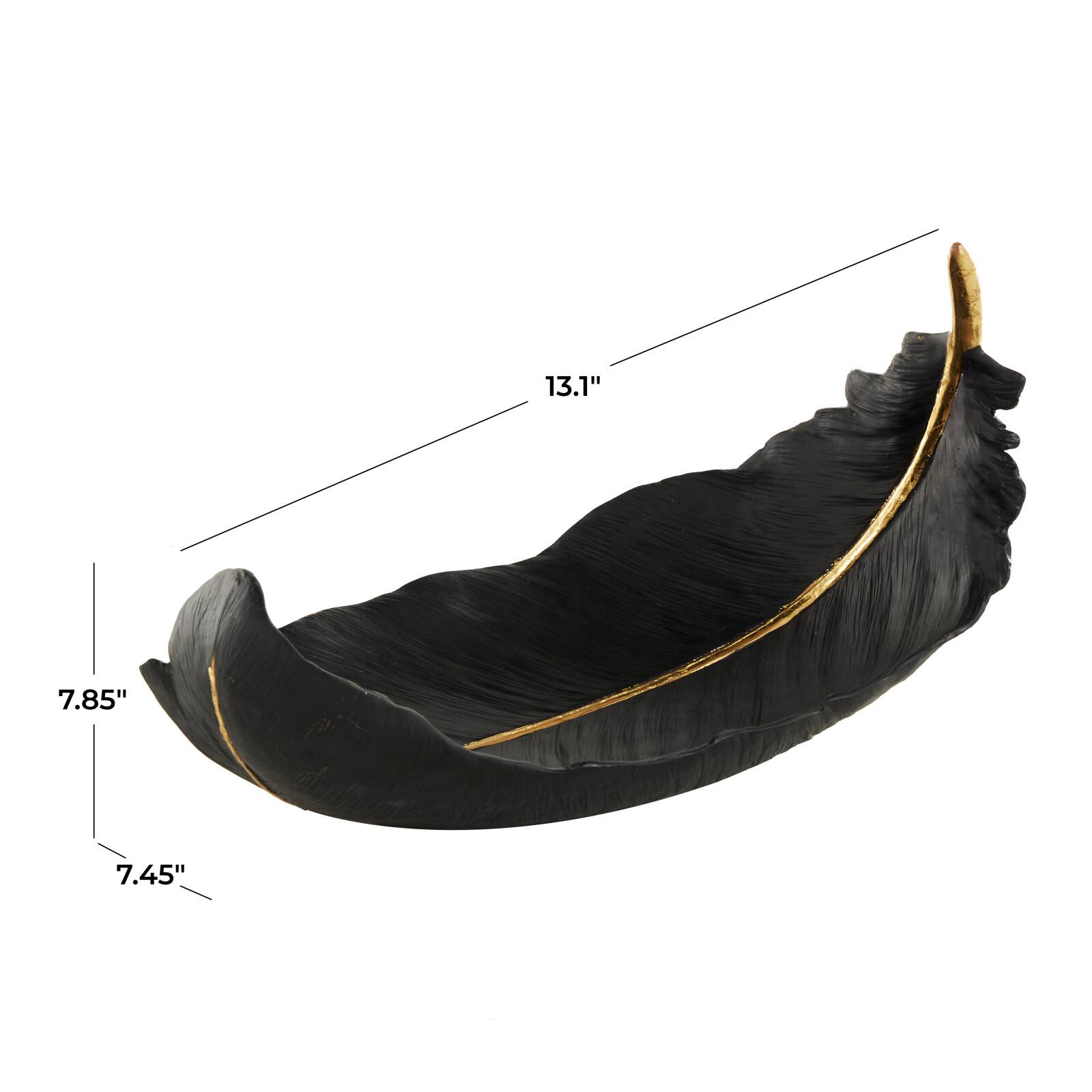 CosmoLiving by Cosmopolitan 13" Black Feather Decorative Bowl