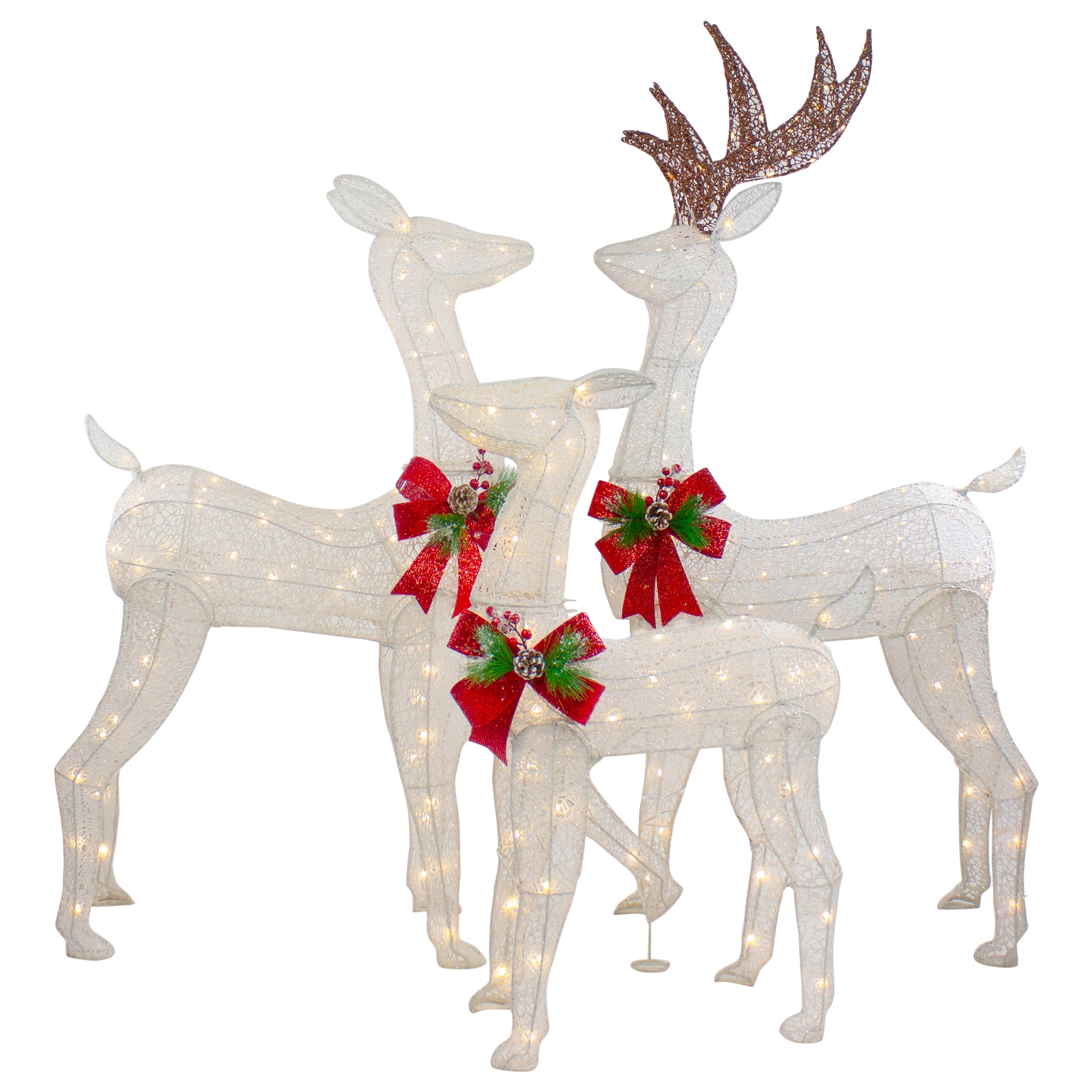 LED Glittered Reindeer Family Outdoor Christmas Décor Set