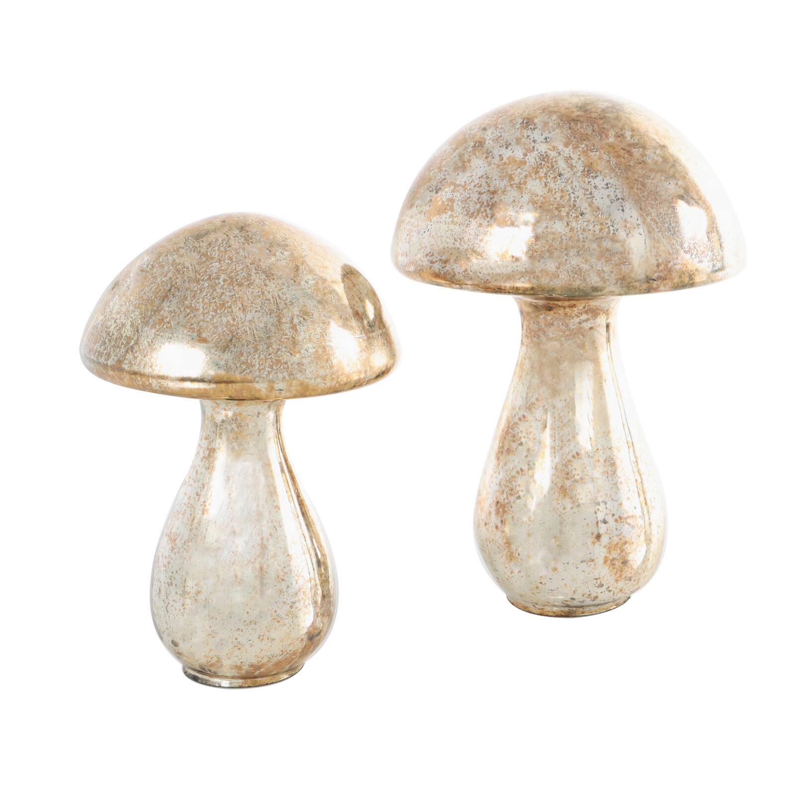 Champagne Glass Mushroom Handmade Glossy Weathered Sculpture Set