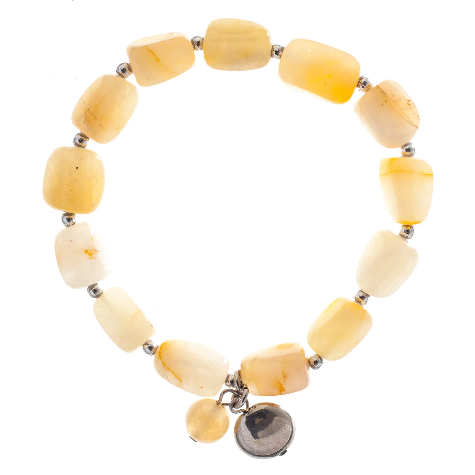 John Bead Honey Jade Happiness Gemstone Charm Bracelet