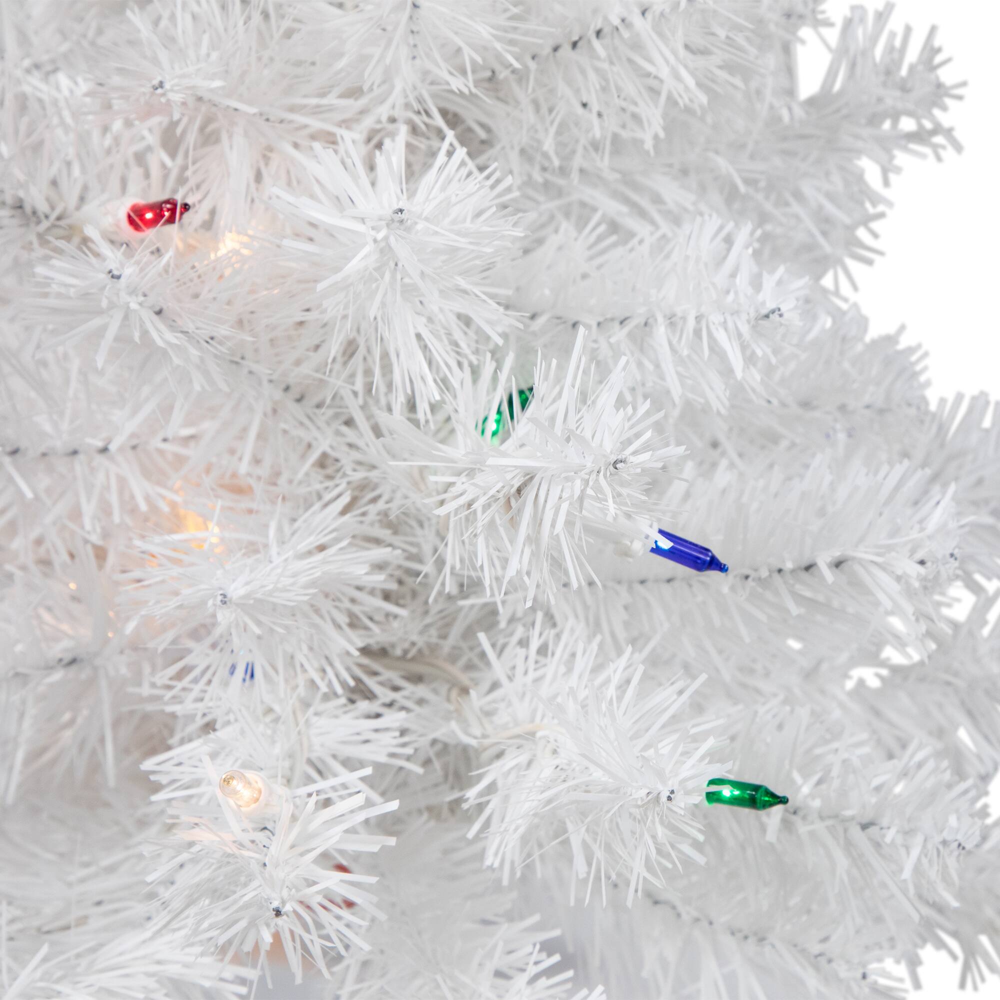 18&#x22; Pre-Lit Snow White Artificial Christmas Tree, Multicolor Lights