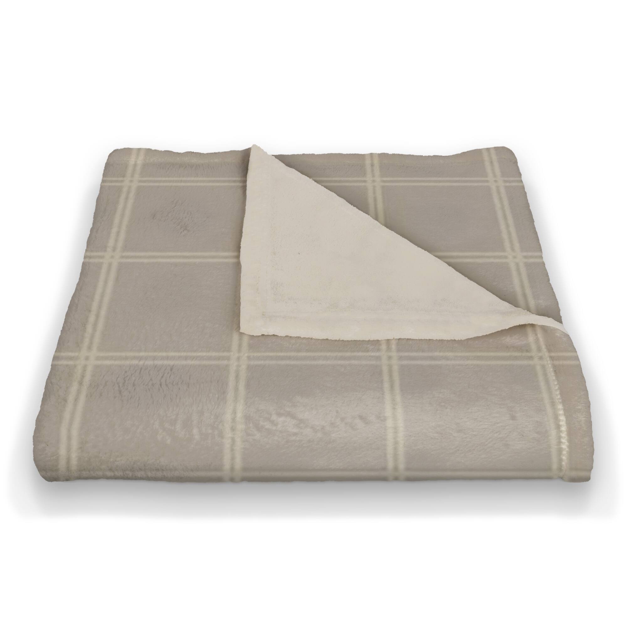 Gray and White Check Coral Fleece Blanket