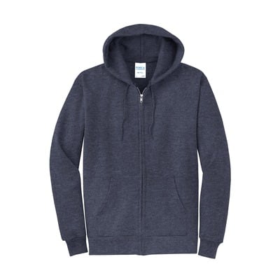 Port & Company® Core Fleece Full-Zip Hooded Sweatshirt in Heather Navy Blue | 2XL | Michaels®