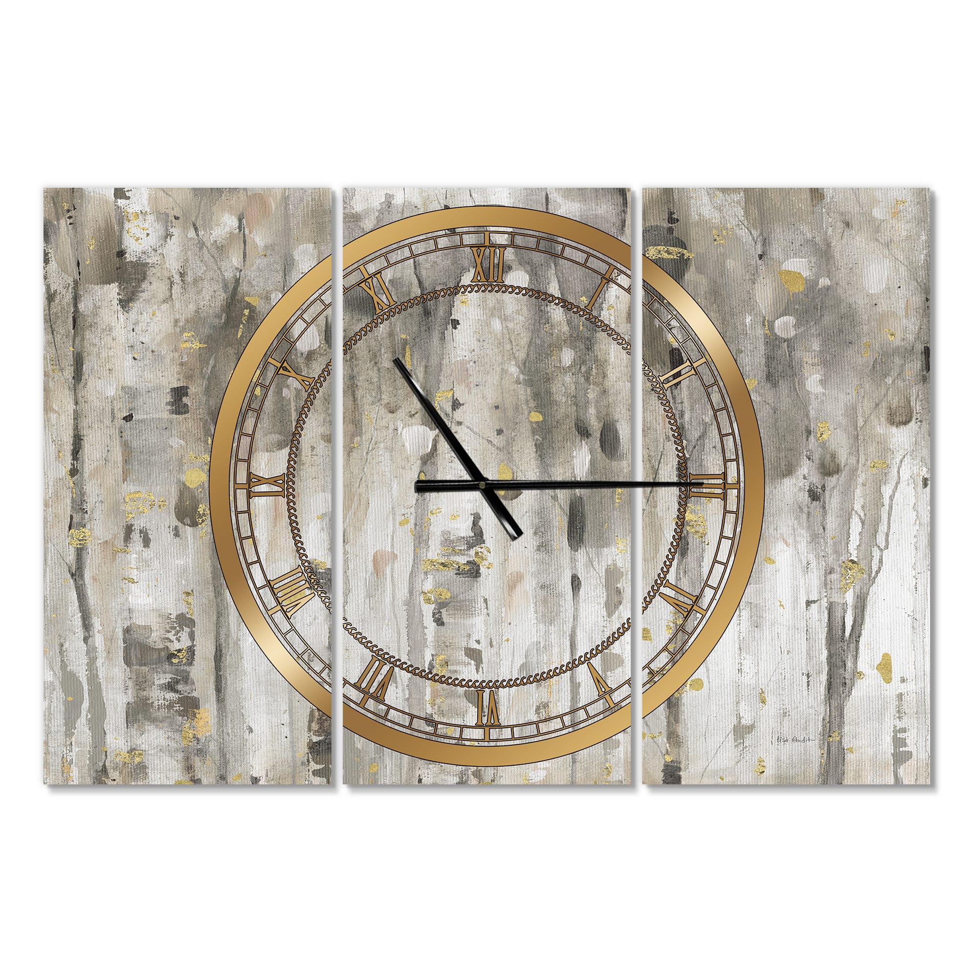 Designart The Modern Gray Forest III Multipanel Wall Clock