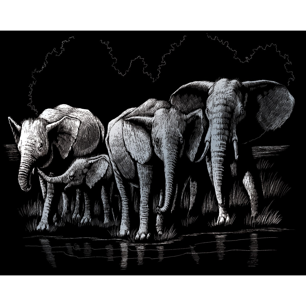 Royal &#x26; Langnickel&#xAE; Engraving Art&#x2122; Elephant Herd Silver Foil Kit