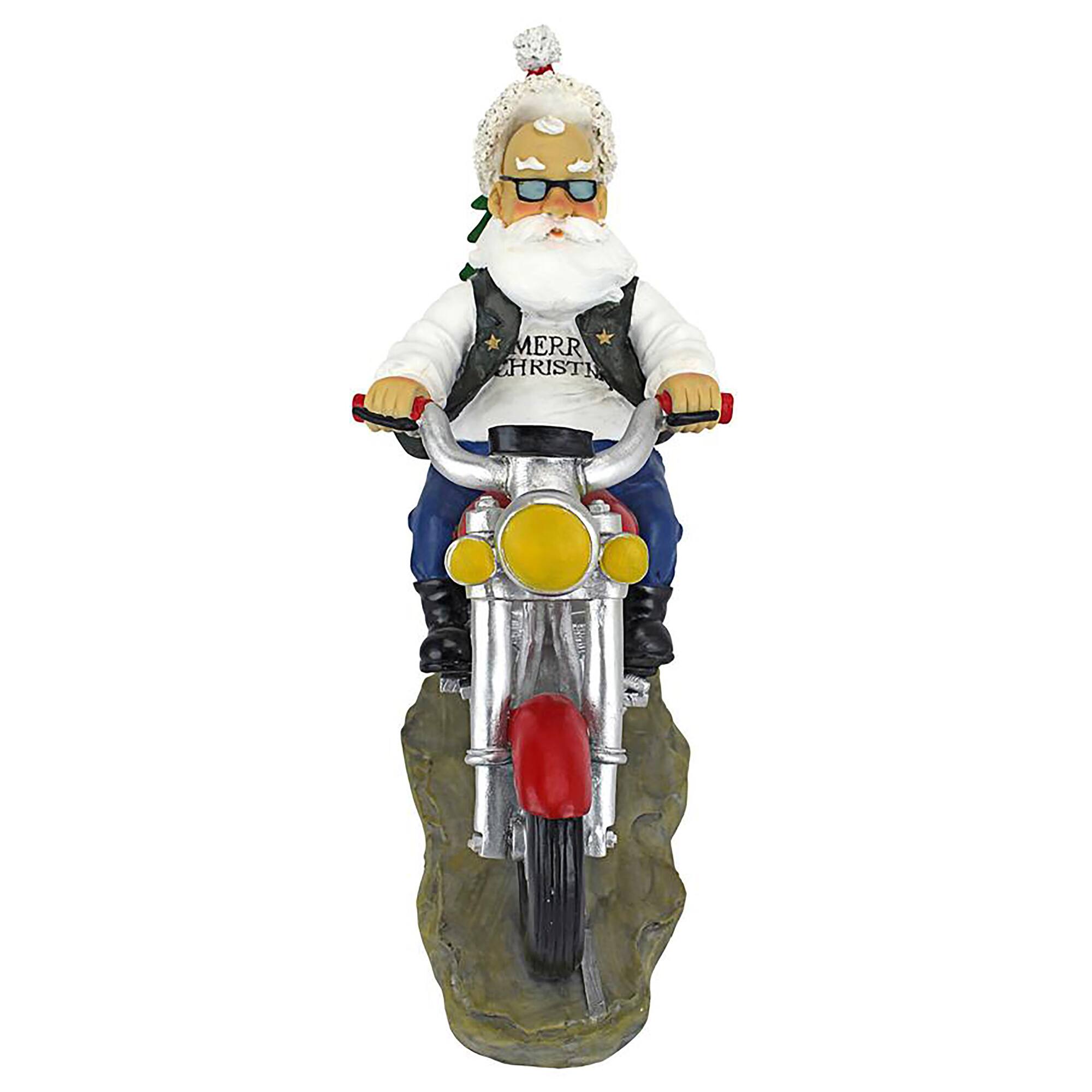 11" Old School Father Christmas Santa Biker Statue