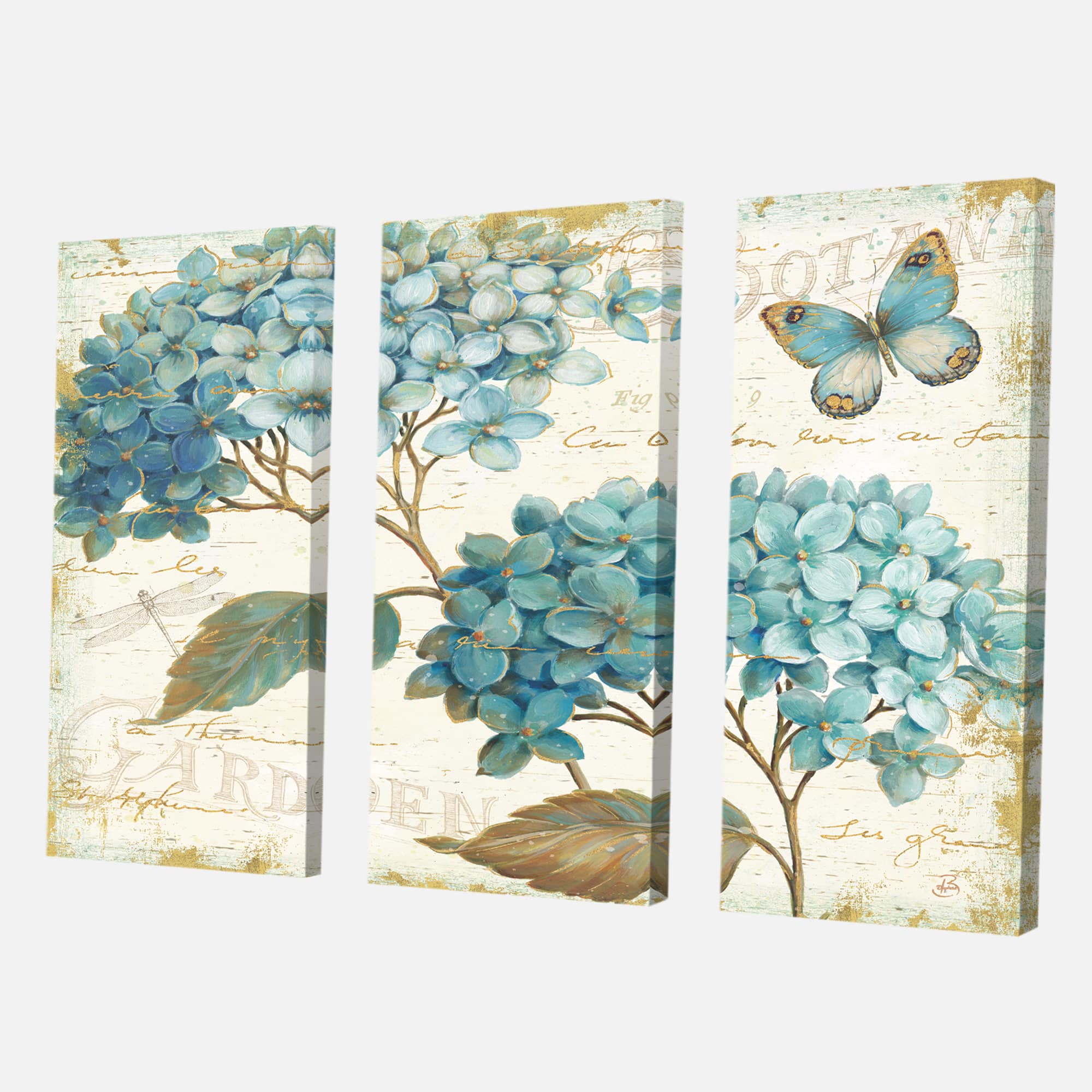 Designart - butterfly Blue Garden I - Farmhouse Canvas Artwork