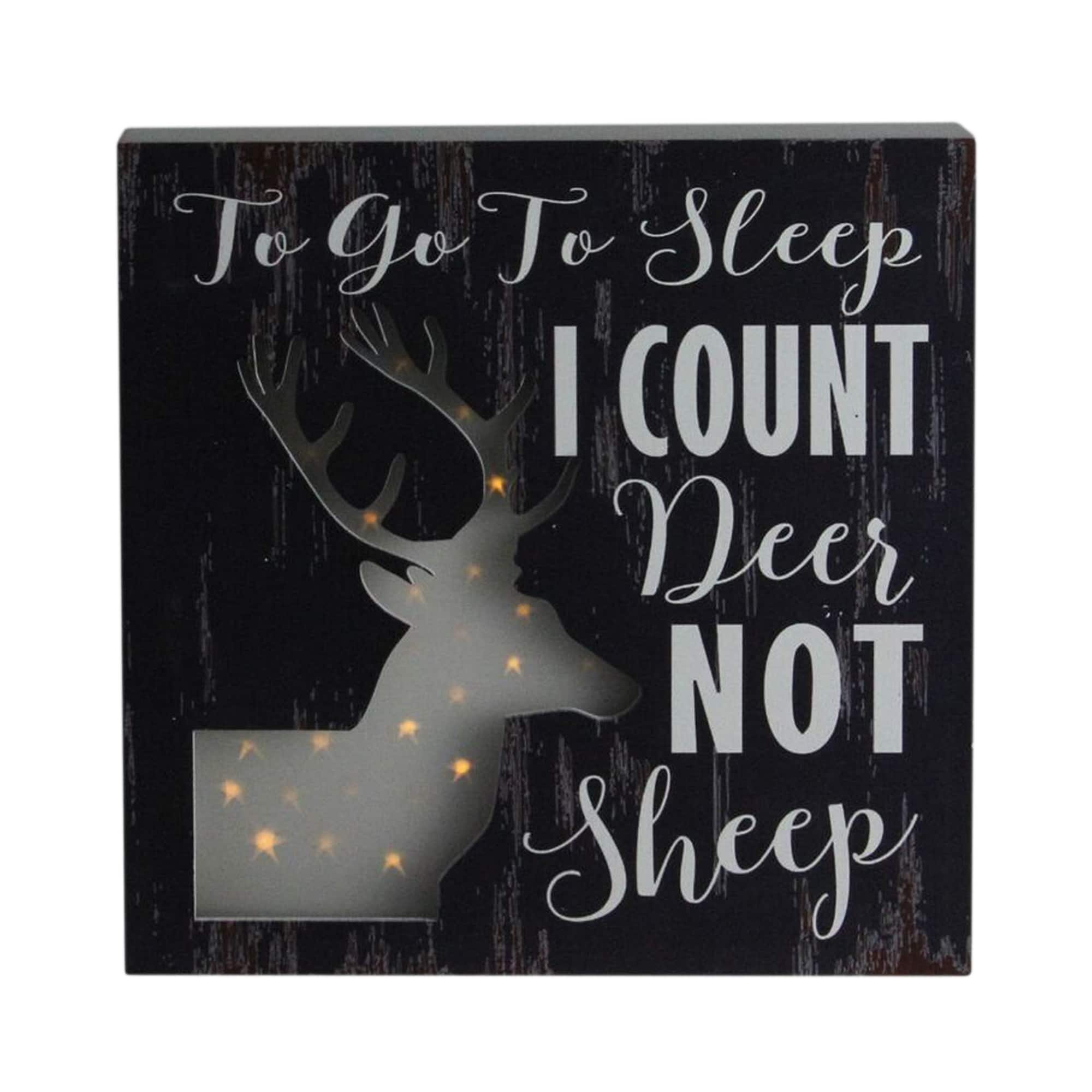 LED Lighted Fiber Optic Deer "To Go to Sleep I Count Deer Not Sheep" Wall Art Decoration