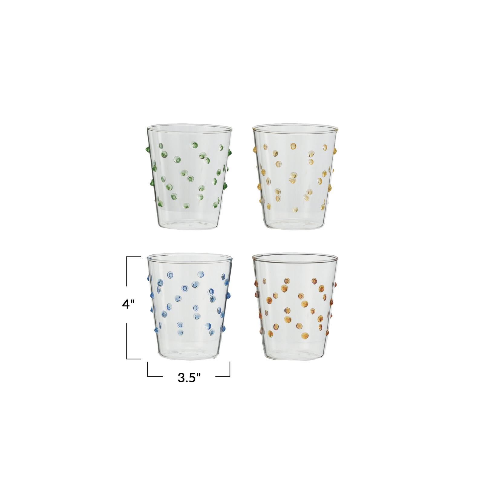 Hello Honey 13oz. Multicolor Dotted Borosilicate Glassware Set, 4ct.
