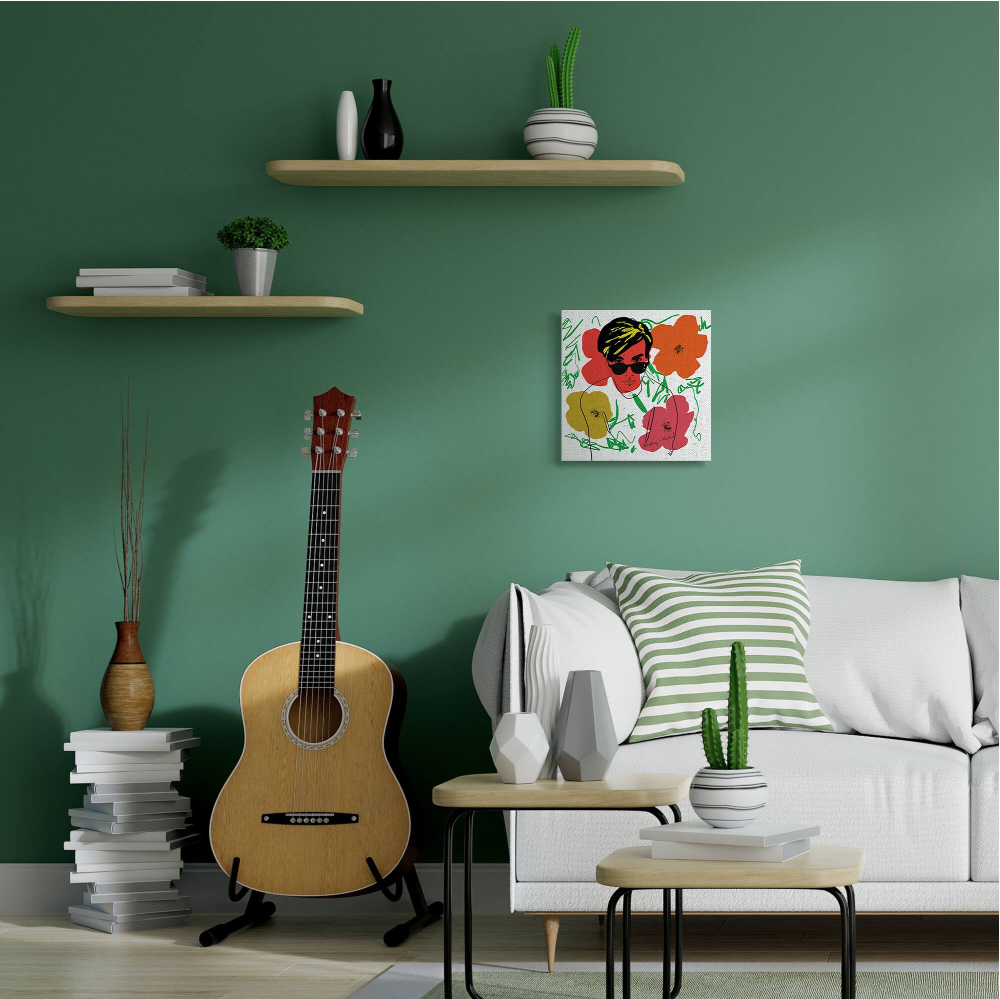 Stupell Industries Andy In Glasses Flowers Canvas Wall Art