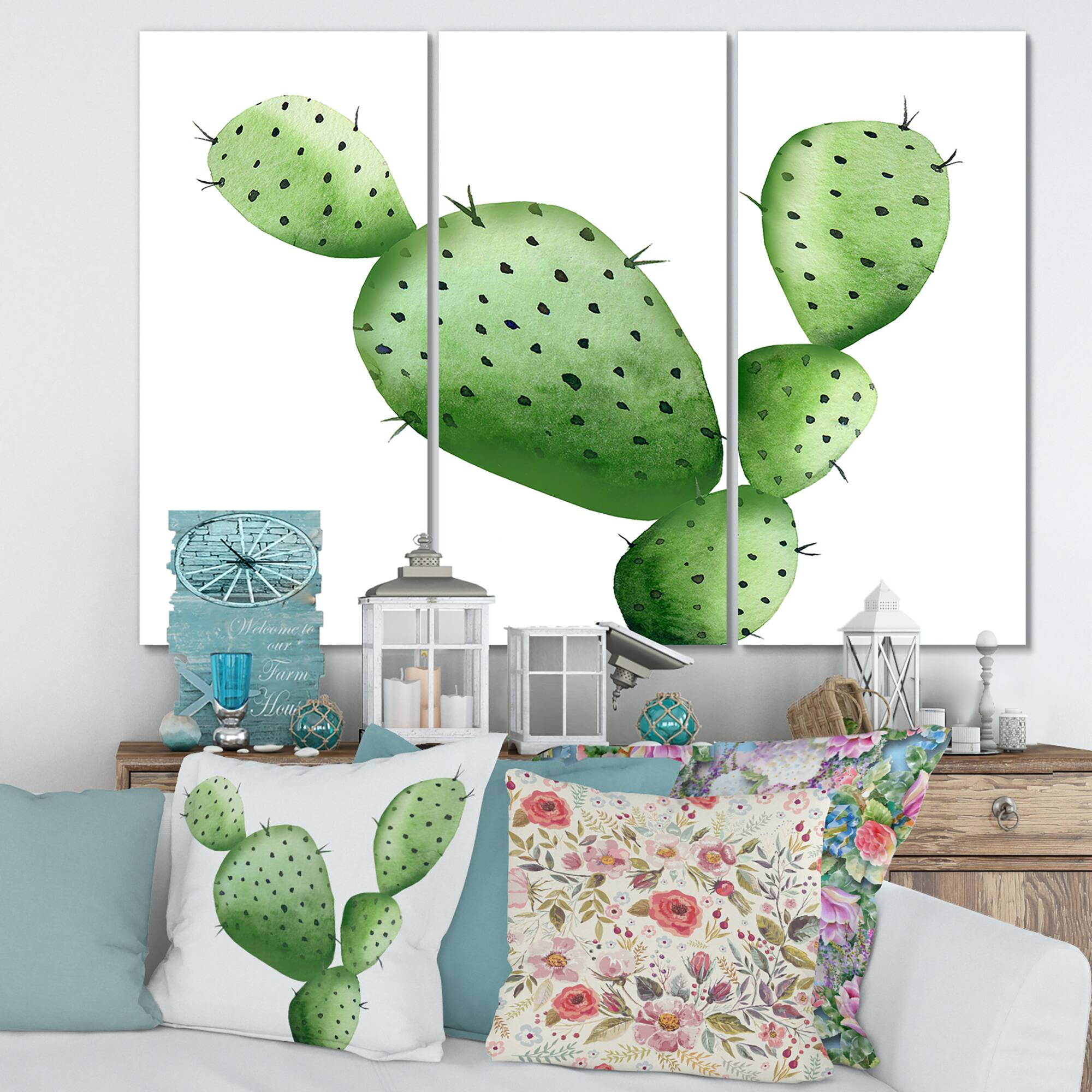 Designart - Green Southwestern Cactus