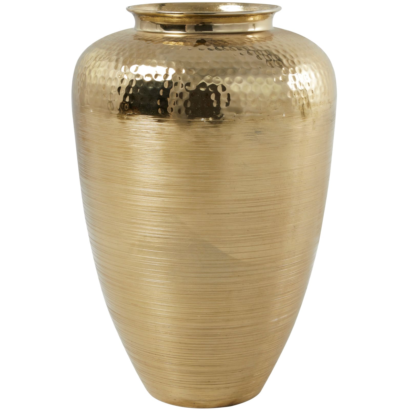 18&#x22; Gold Aluminum Brushed Vase with Hammered Top