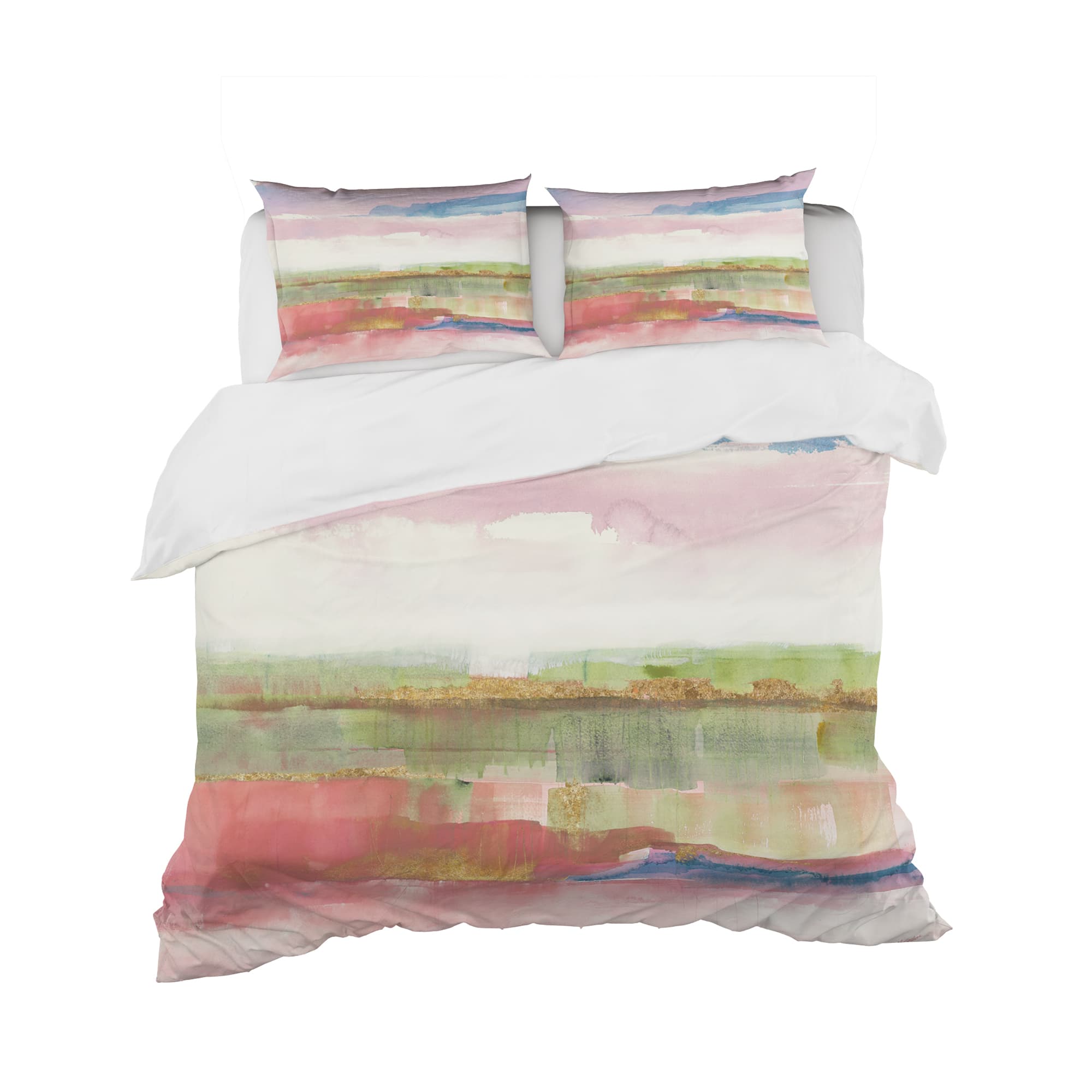 Designart &#x27;Influence of Line and Color Gold Bright&#x27; Geometric Bedding Set - Duvet Cover &#x26; Shams