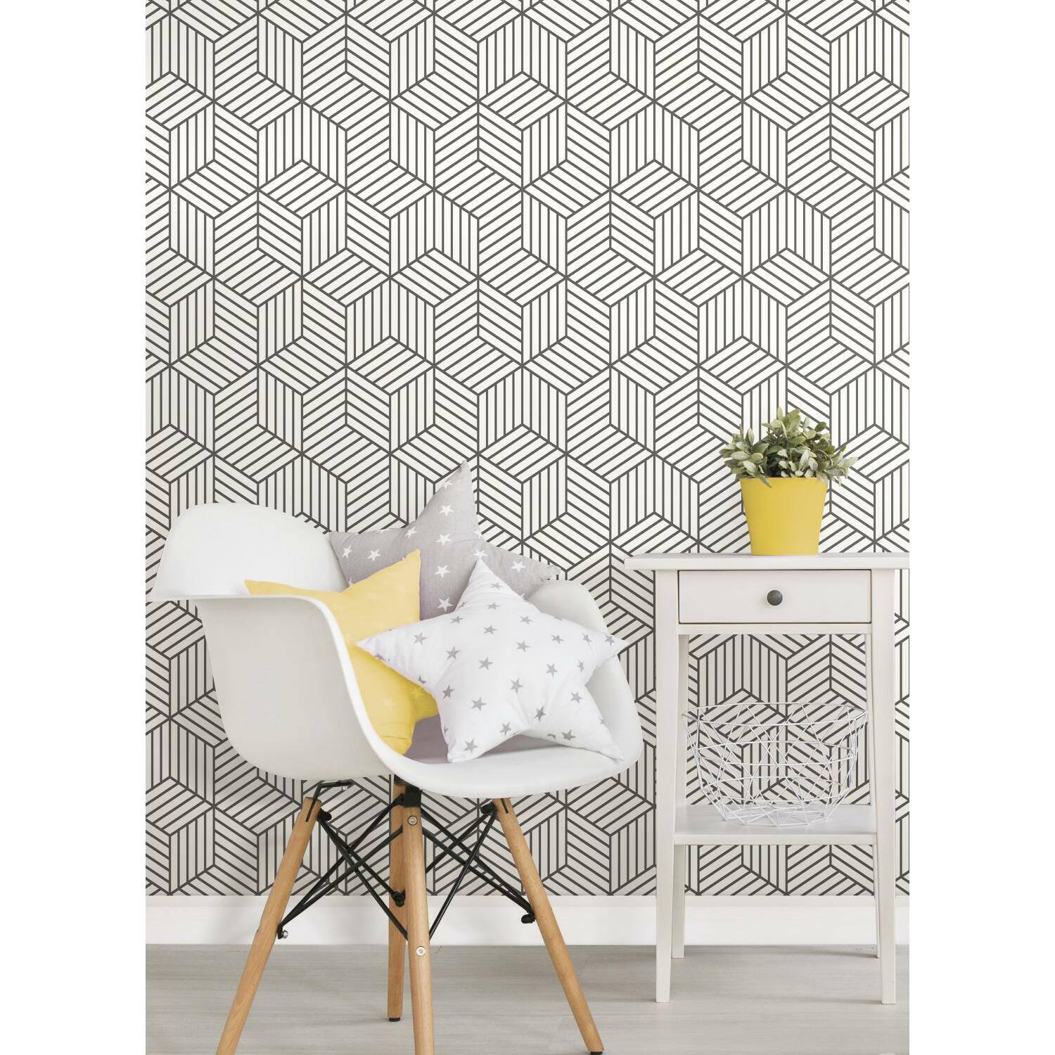 RoomMates Striped Hexagon Peel & Stick Wallpaper