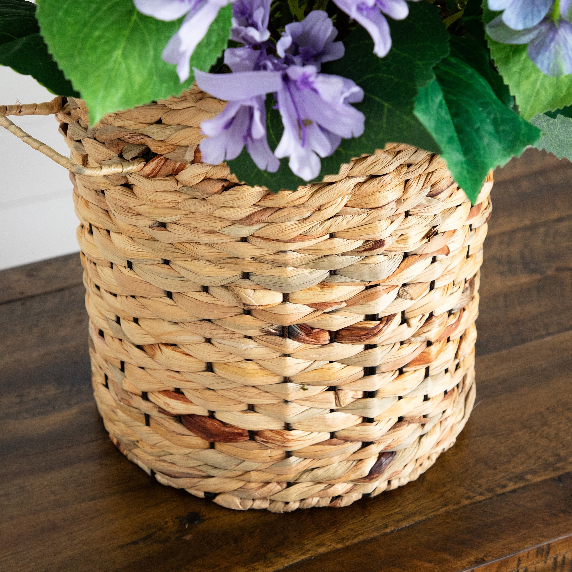 2.5ft. Artificial Mixed Flower &#x26; Hydrangea Arrangement in Hyacinth Weave Basket
