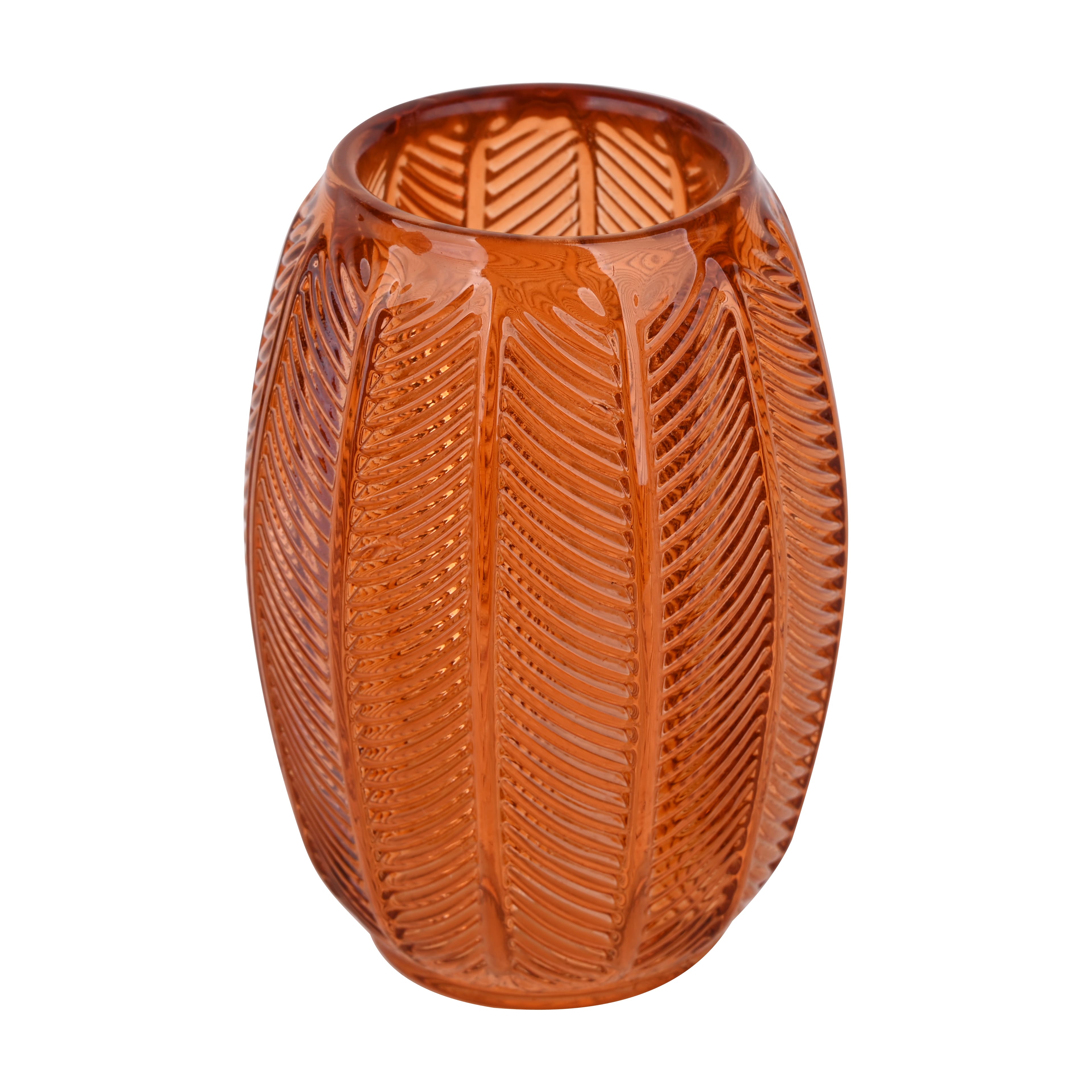 5&#x22; Vintage-Style Leaf-Textured Glass Candle Holder by Ashland&#xAE;