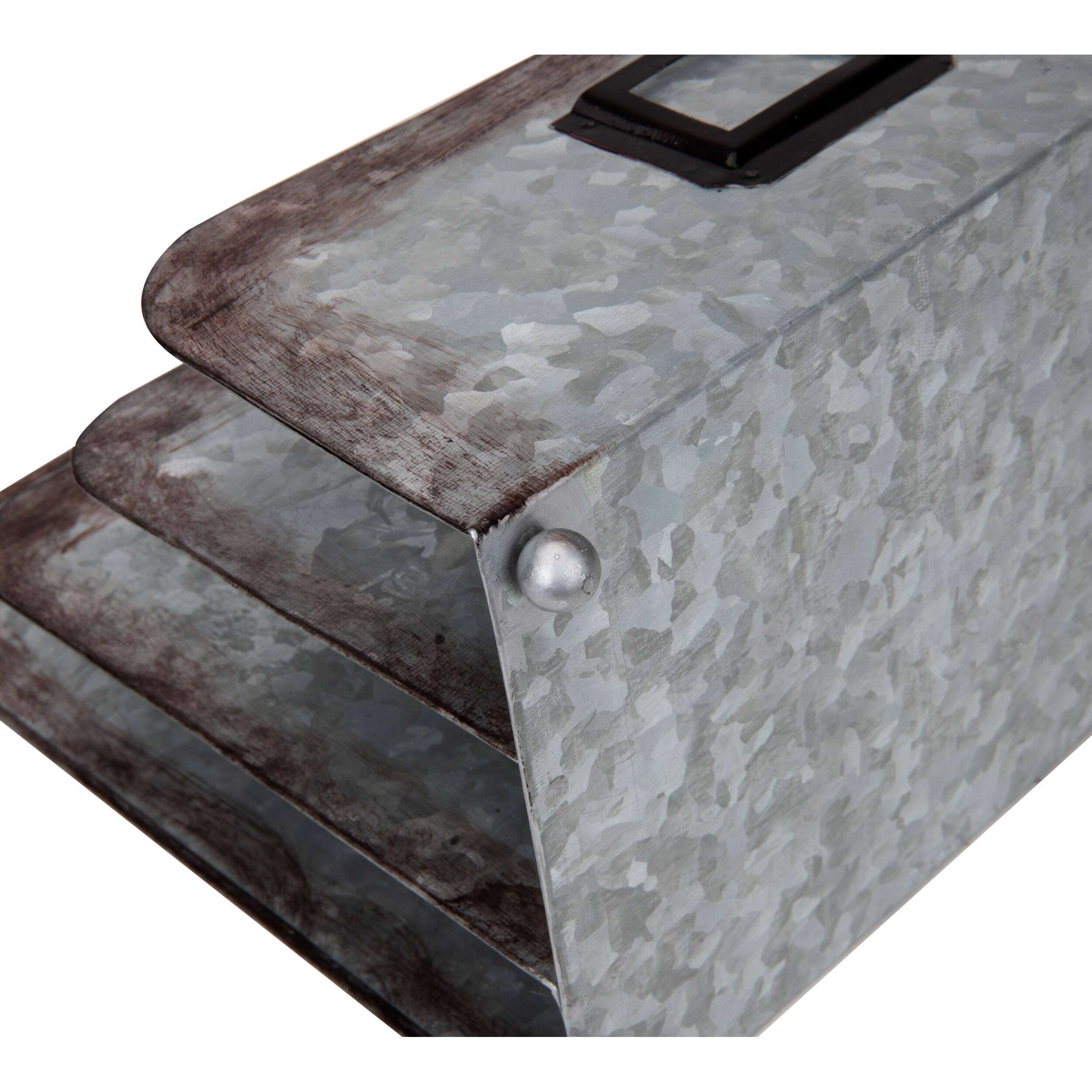 Mind Reader Silver 3-Section Galvanized Metal Magazine Holder