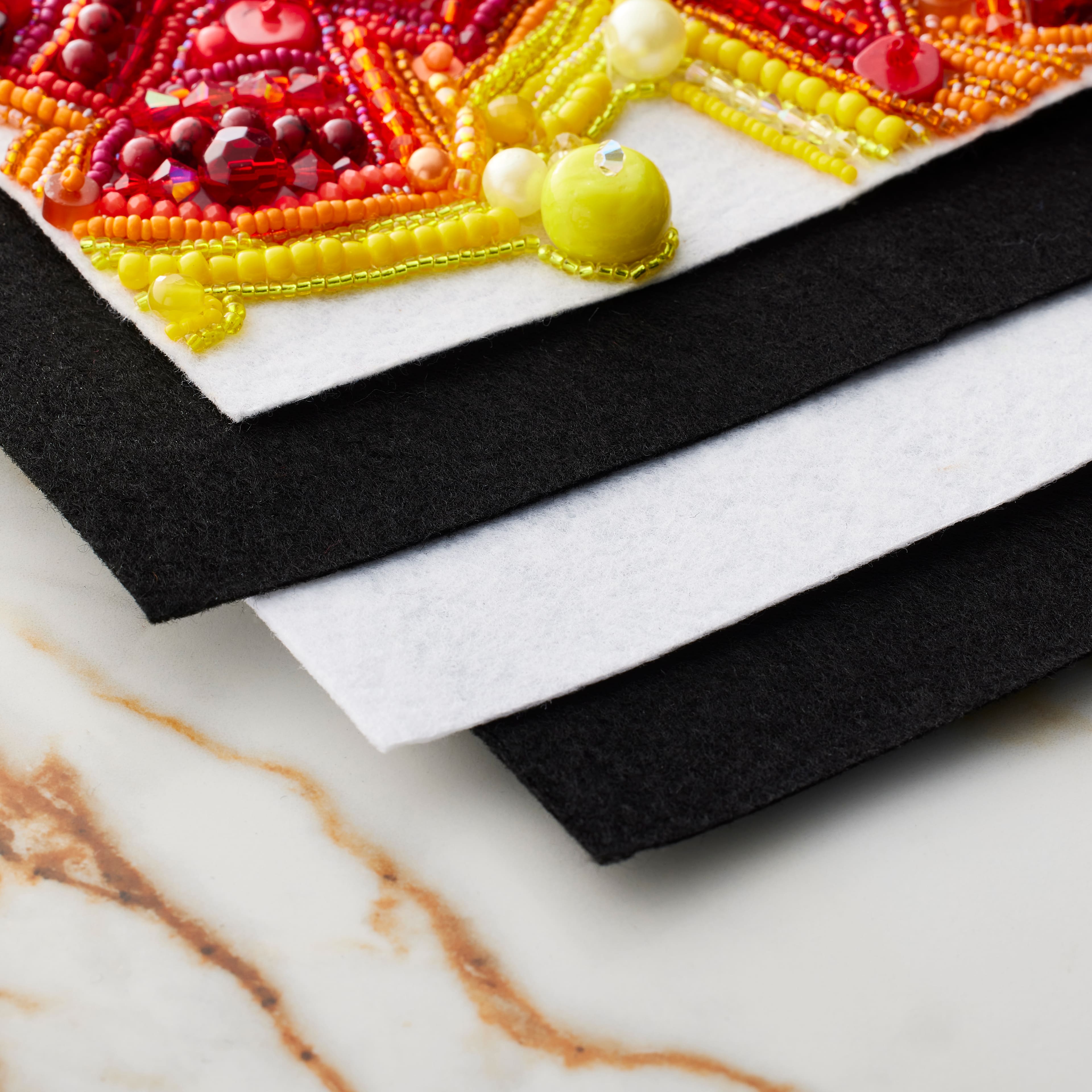 12 Packs: 4 ct. (48 total) John Bead GoodFelt Black & White 5" x 8" Felt