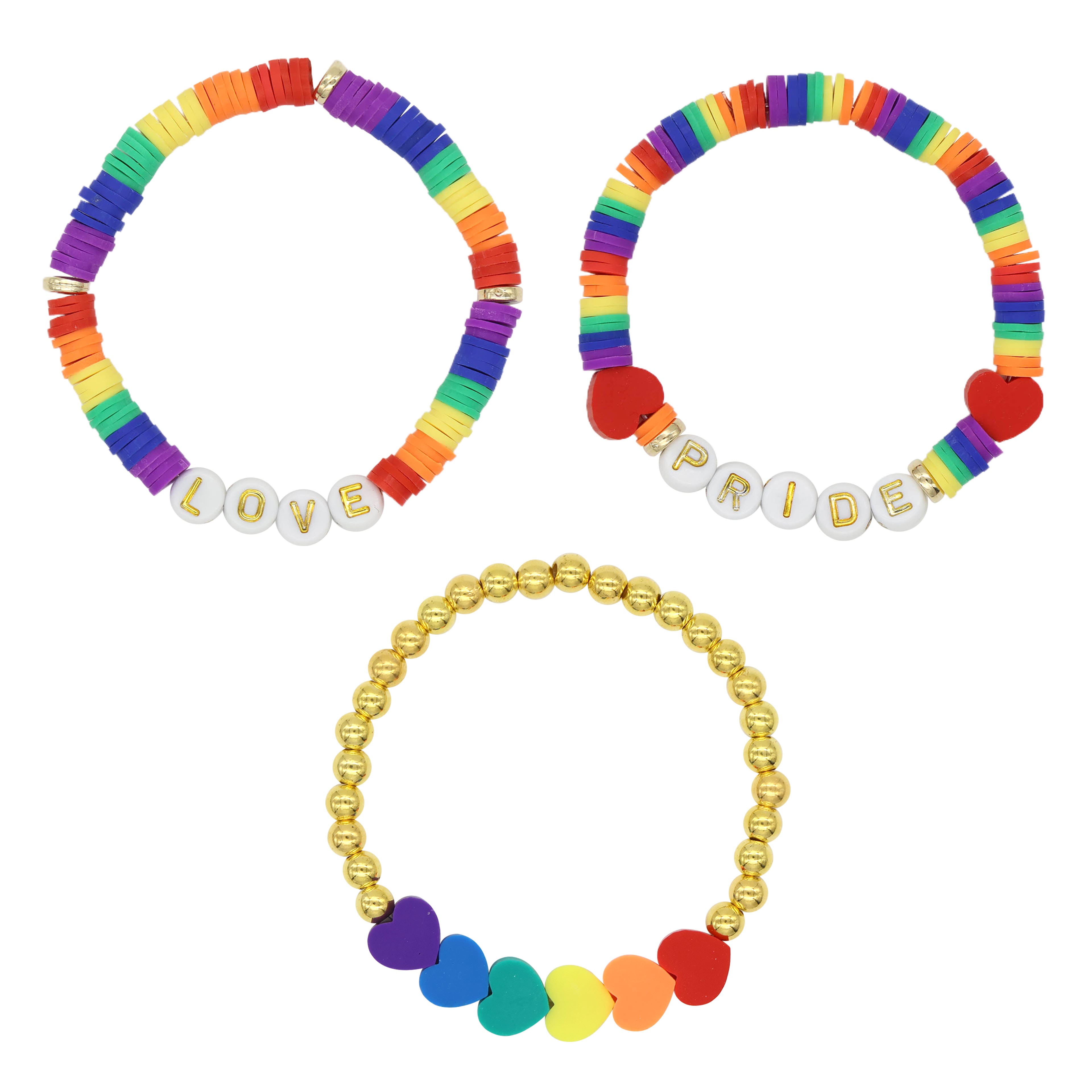Pride Rainbow Bracelets by Celebrate It&#x2122;, 3ct.