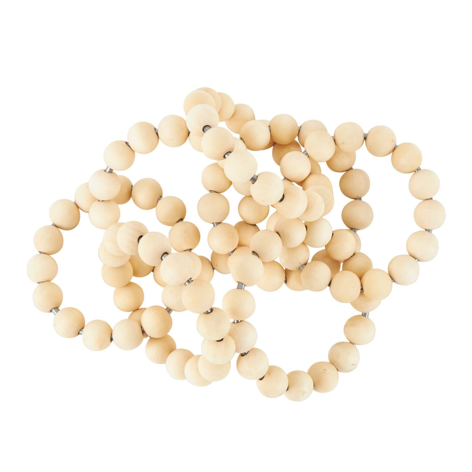 20" Light Brown Wood Chain Beaded 9 Link Sculpture