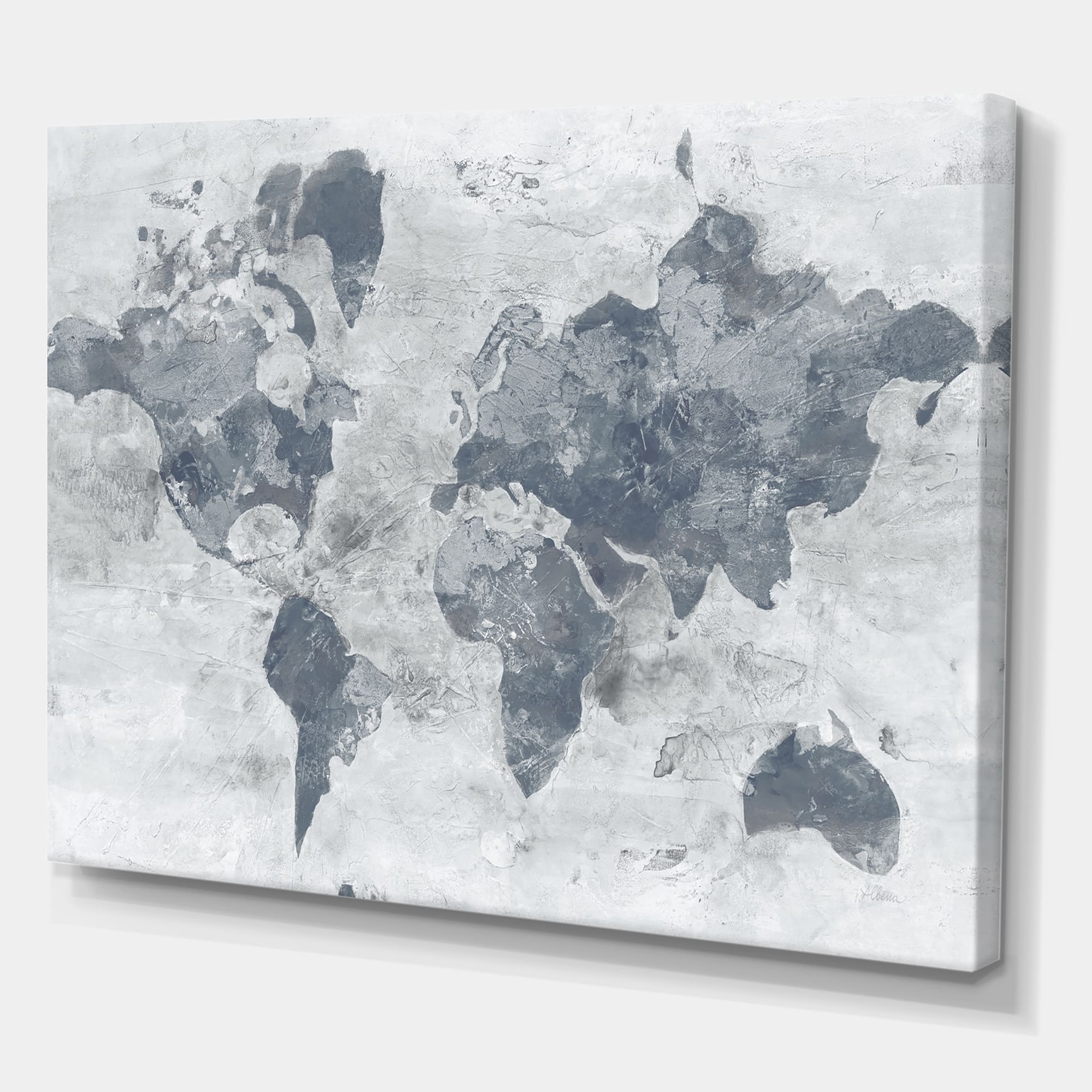 Designart - Golden Grey World Neutral - Traditional Canvas Art