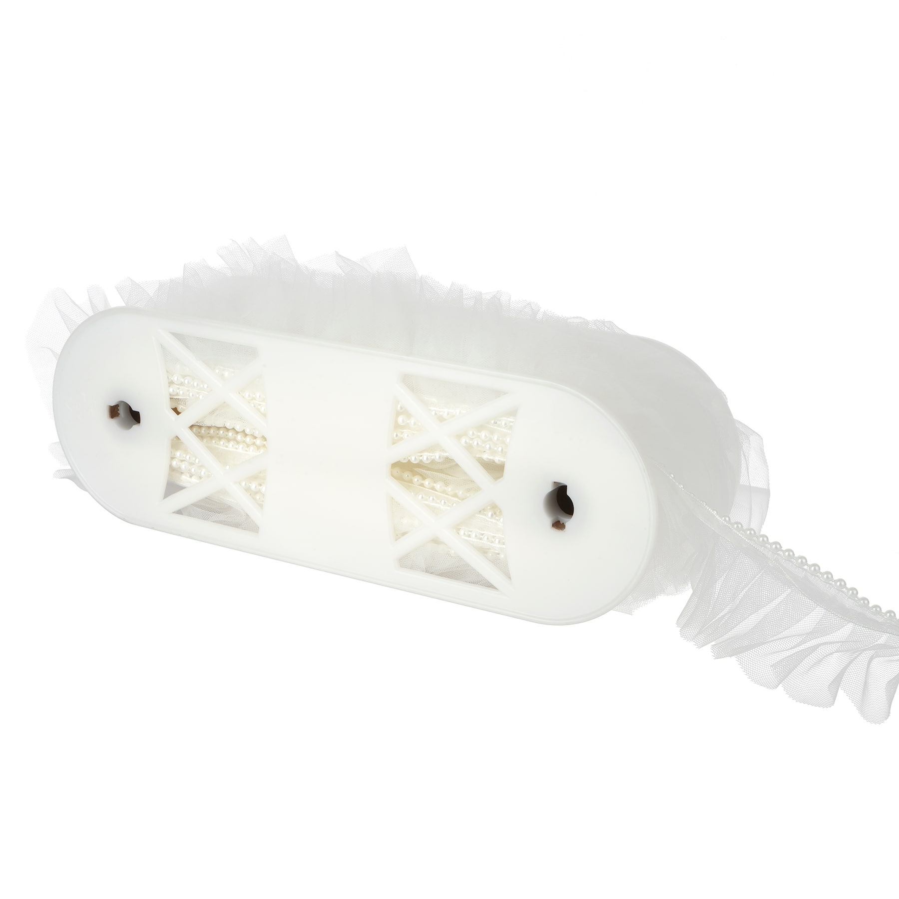 2&#x22; White Pleat Tulle with Pearl Bead Trim by Celebrate It&#xAE;
