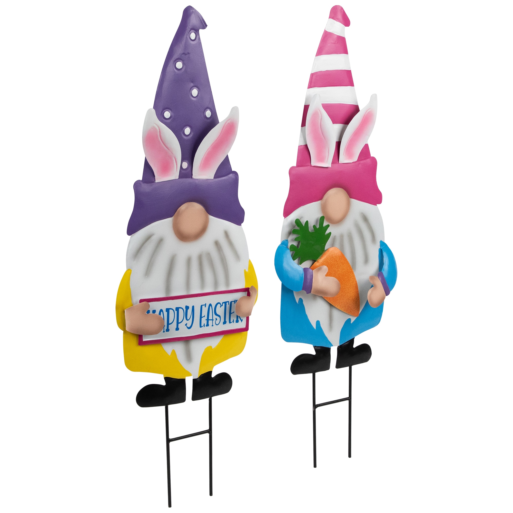 27" Gnomes with Bunny Ears Easter Outdoor Garden Stakes, 2ct.