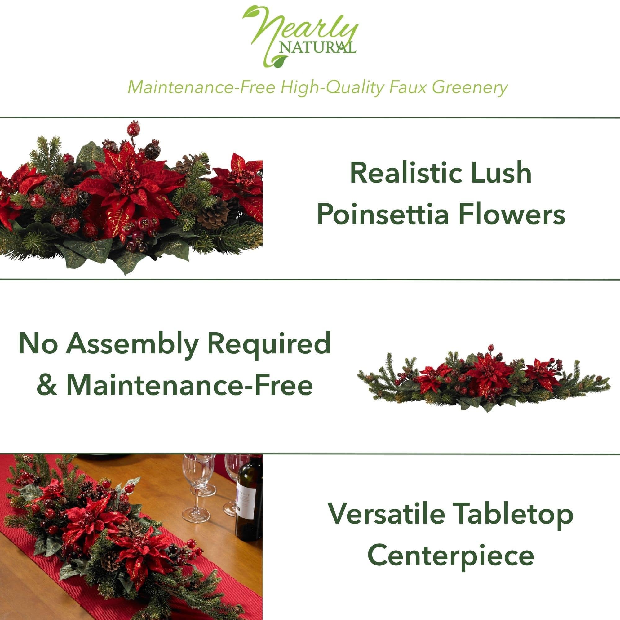 3ft. Red Poinsettia &#x26; Berry Centerpiece