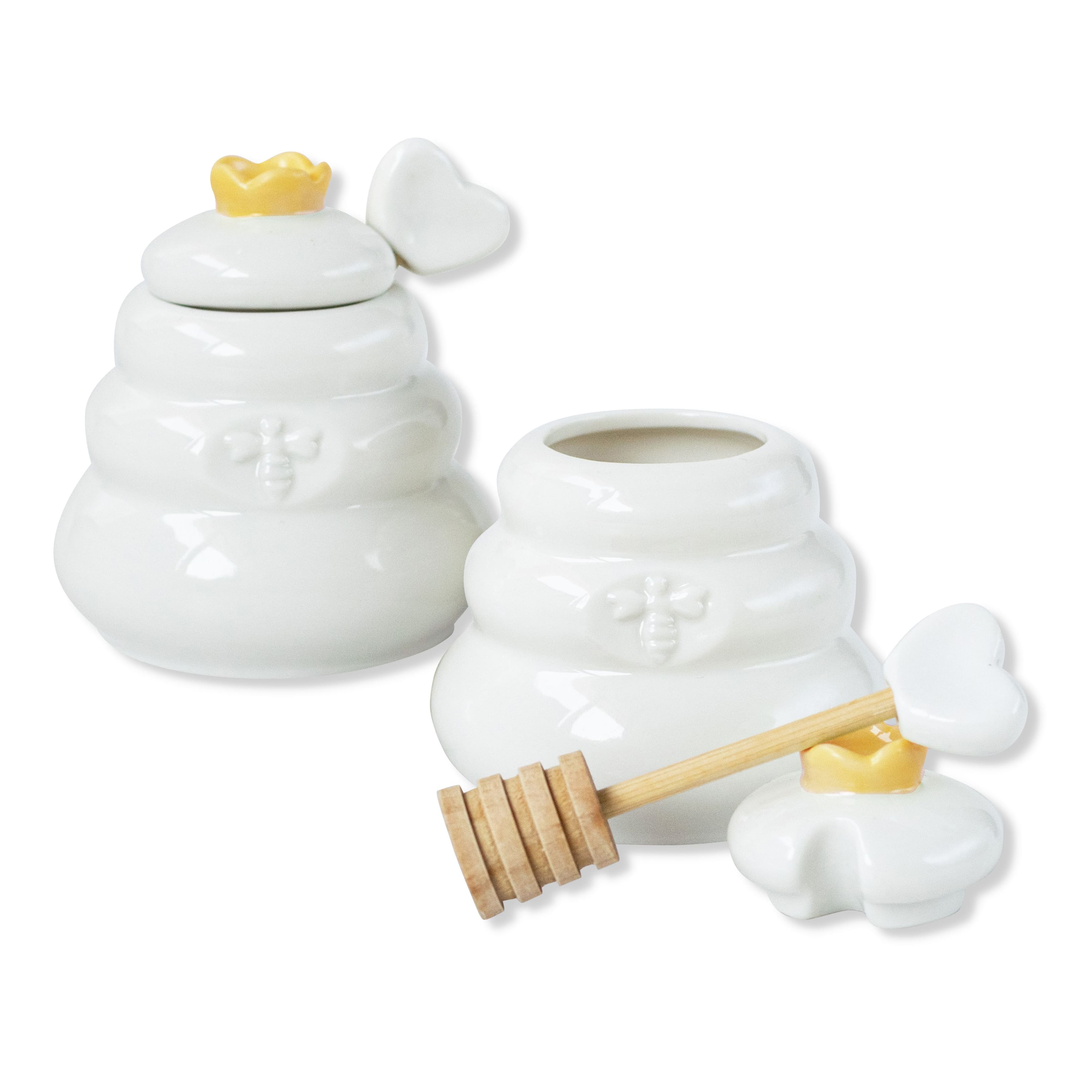 Kate Aspen&#xAE; Bee Hive Ceramic Mini Honey Jar &#x26; Dipper Set, 2ct.