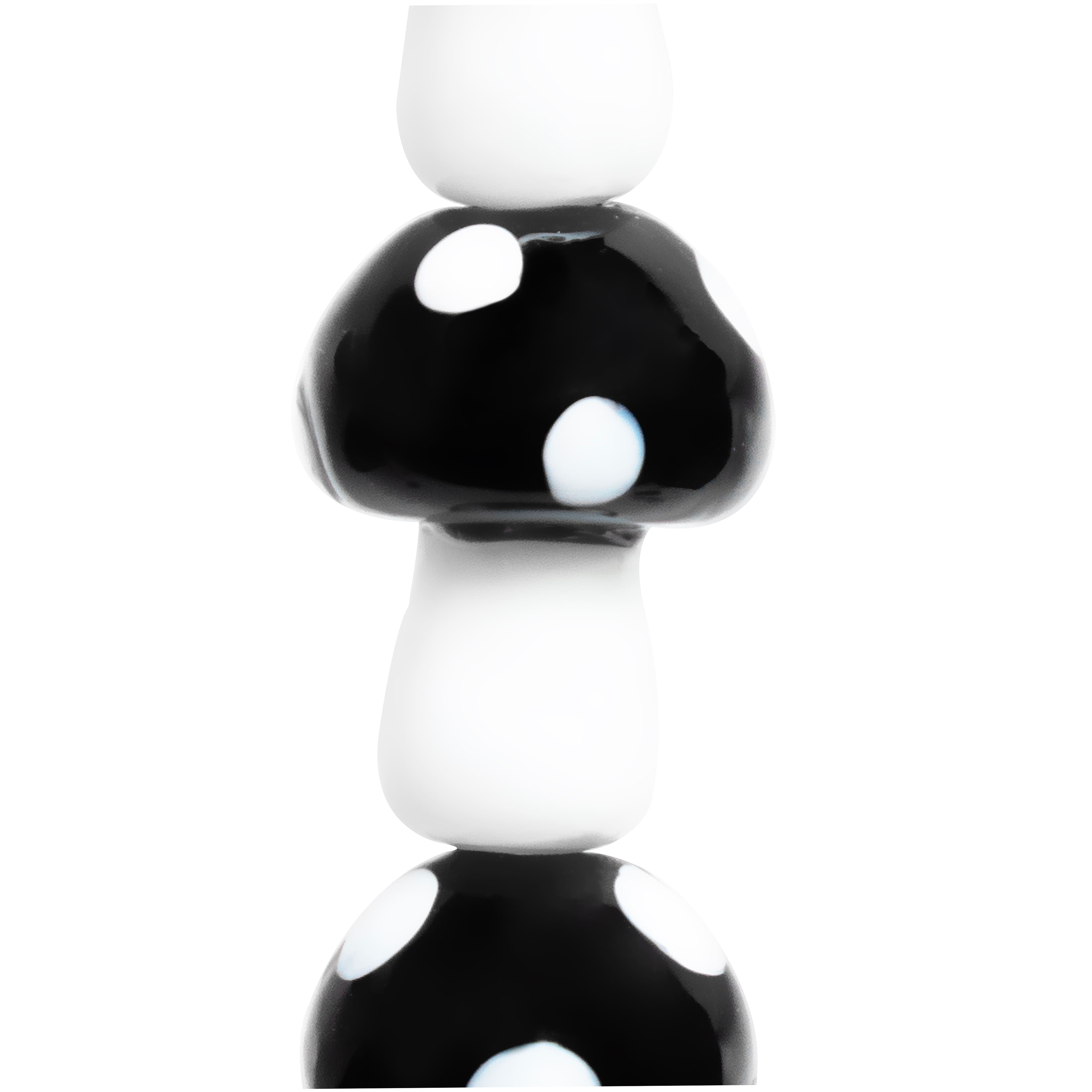 12 Pack: Black & White Glass Mushroom Beads, 17mm by Bead Landing™