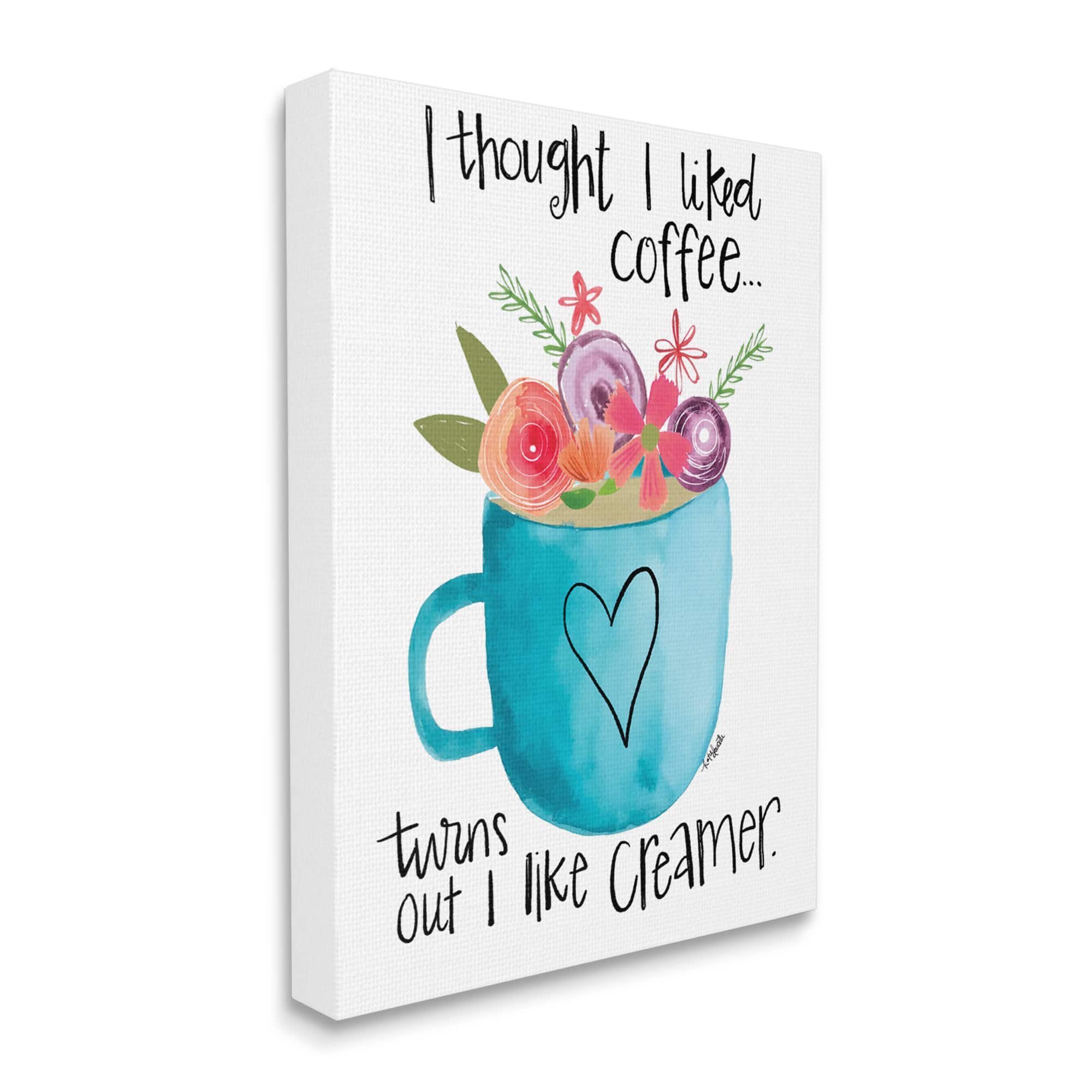 Stupell Industries Thought I Liked Coffee Phrase Kitchen Creamer Joke Canvas Wall Art