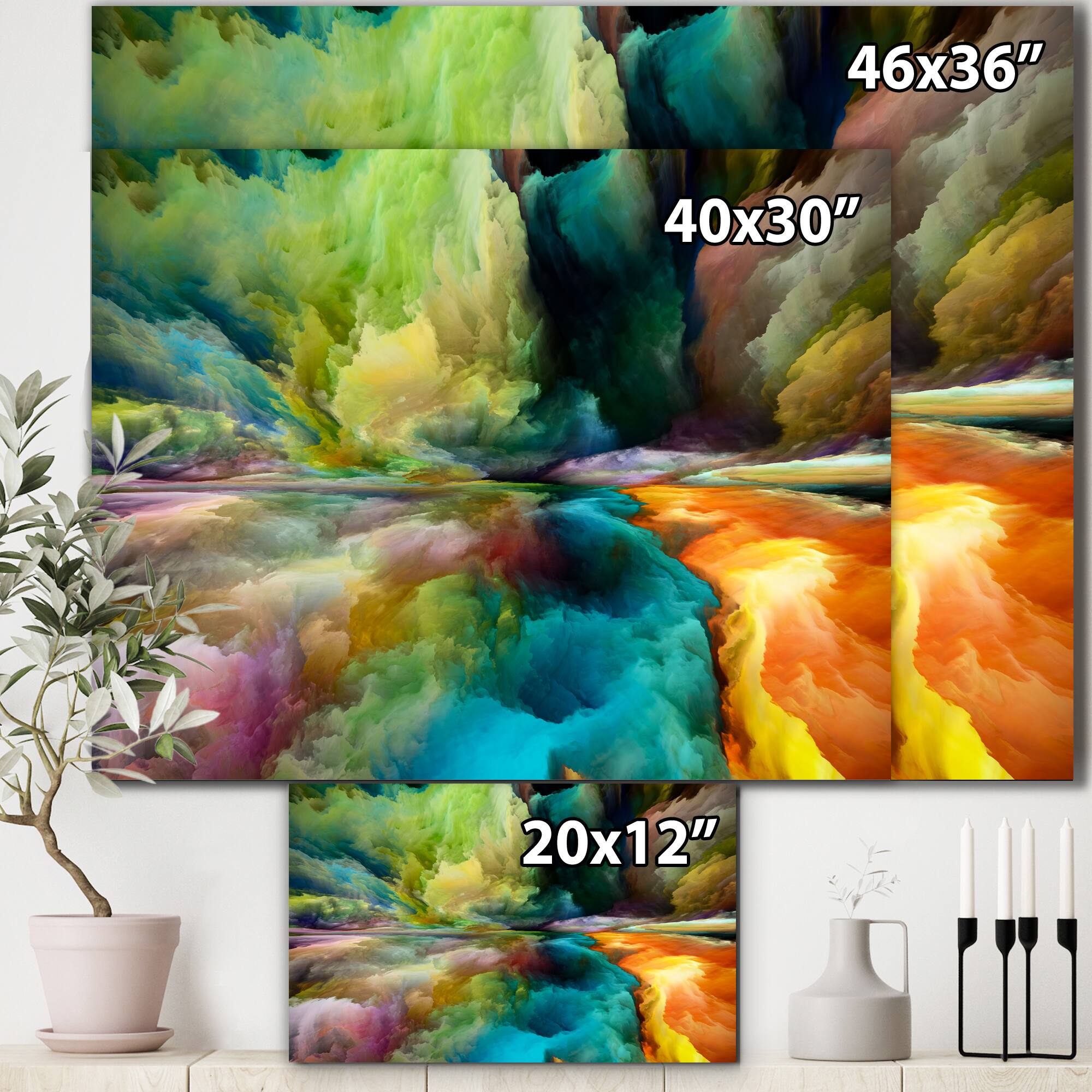 Designart - Colorful Motion Gradients Of Surreal Mountains And Clouds - Modern Canvas Wall Art Print