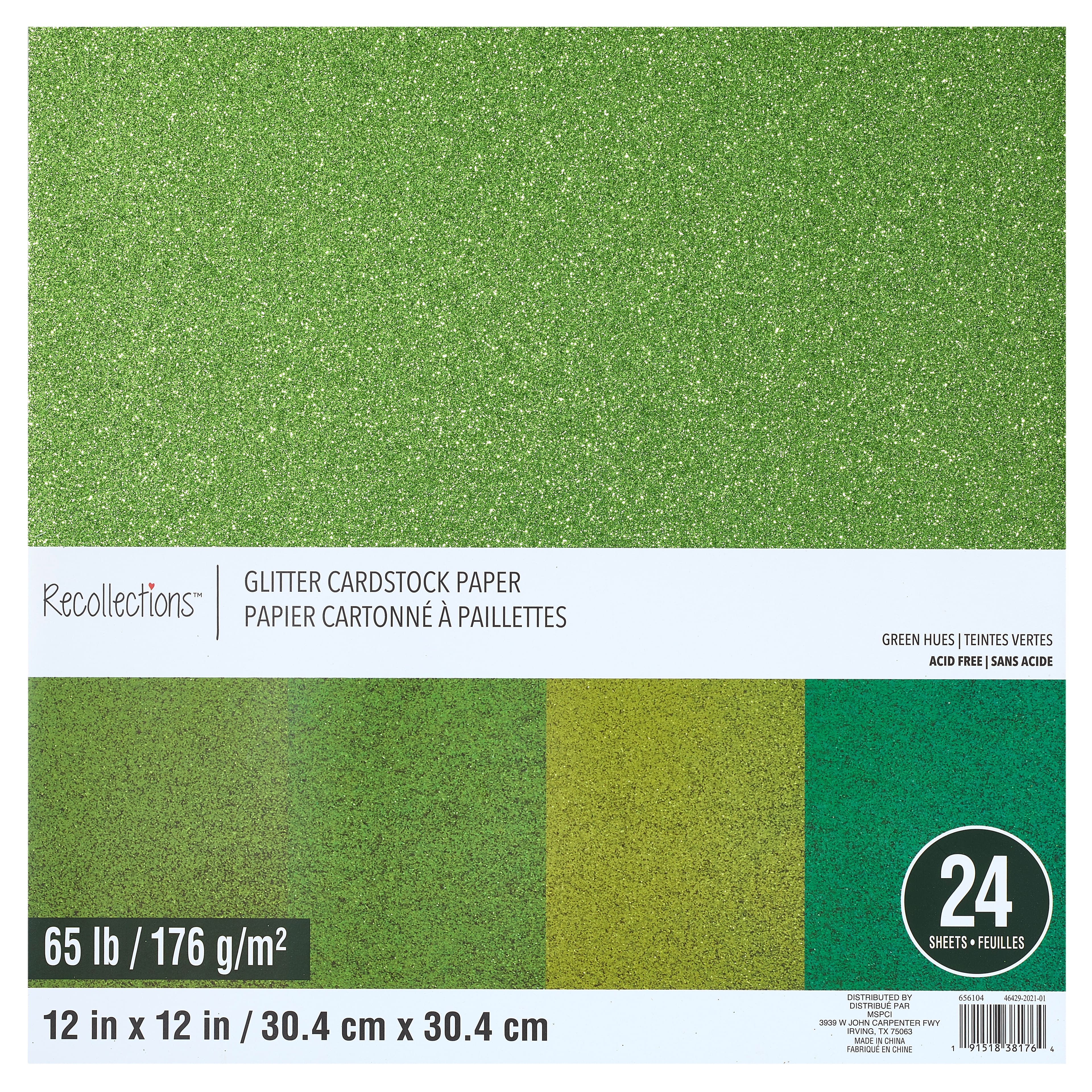 Glitter Greens 12&#x22; x 12&#x22; Cardstock Paper Pack by Recollections&#x2122;, 24 Sheets
