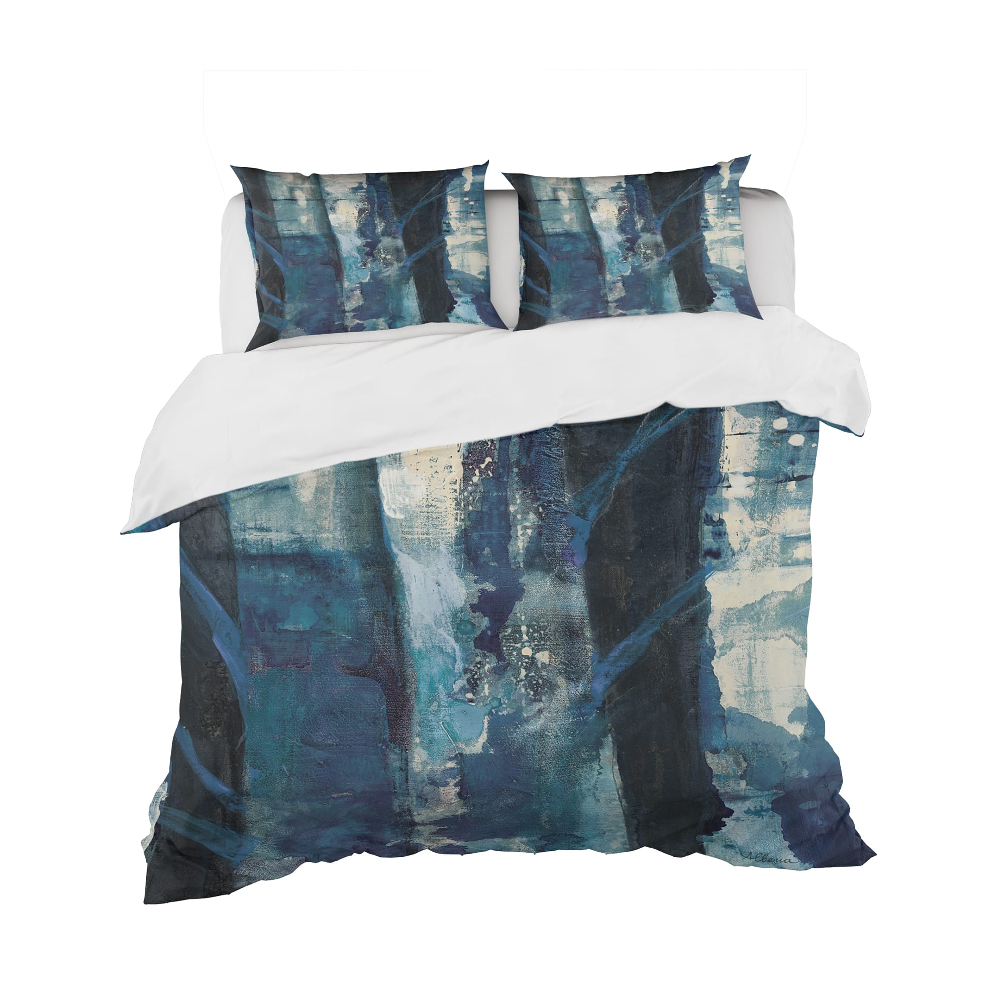Designart &#x27;Deep Woods I Indigo&#x27; Cottage Bedding Set - Duvet Cover &#x26; Shams