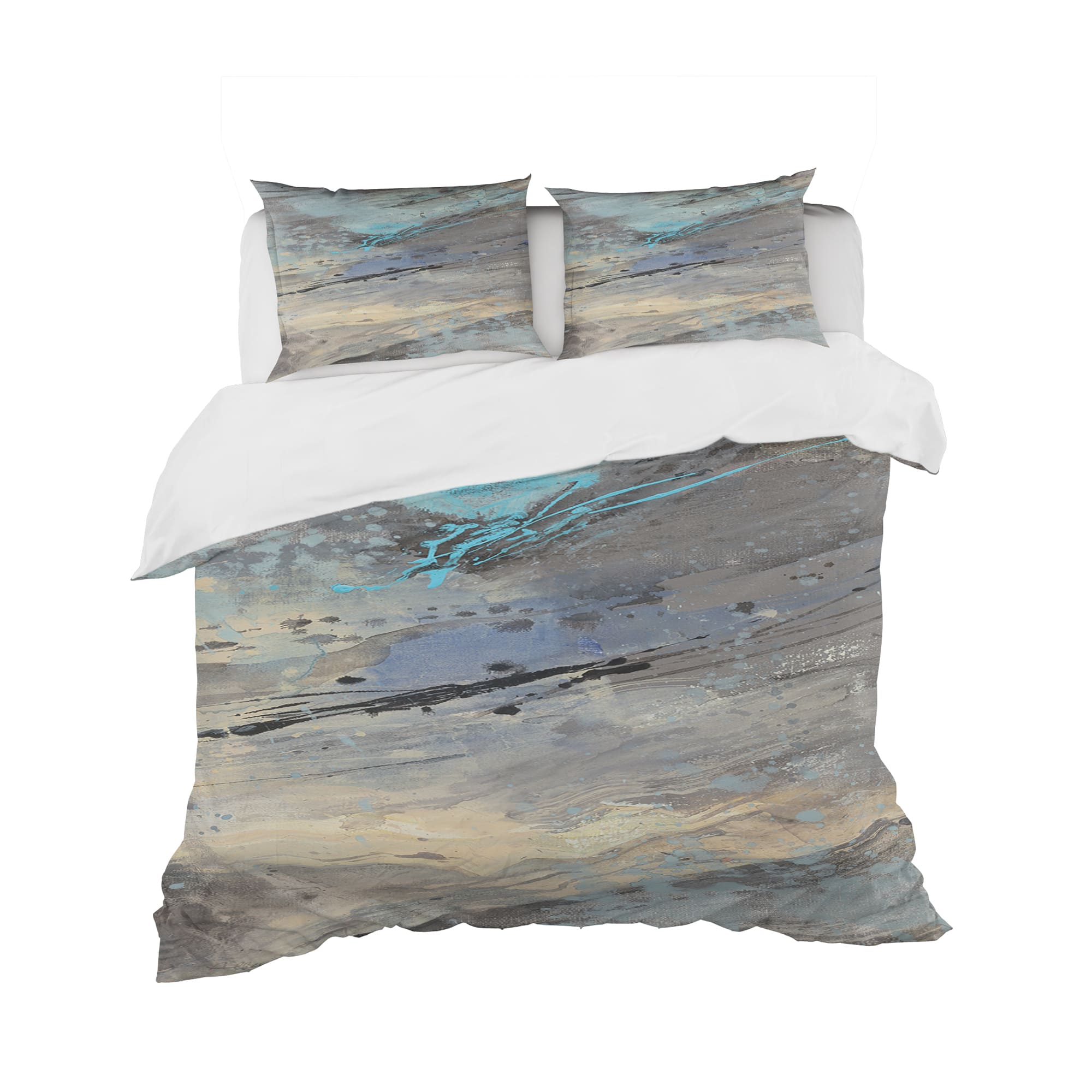 Designart &#x27;Rock Teal Panel I&#x27; Geometric Bedding Set - Duvet Cover &#x26; Shams