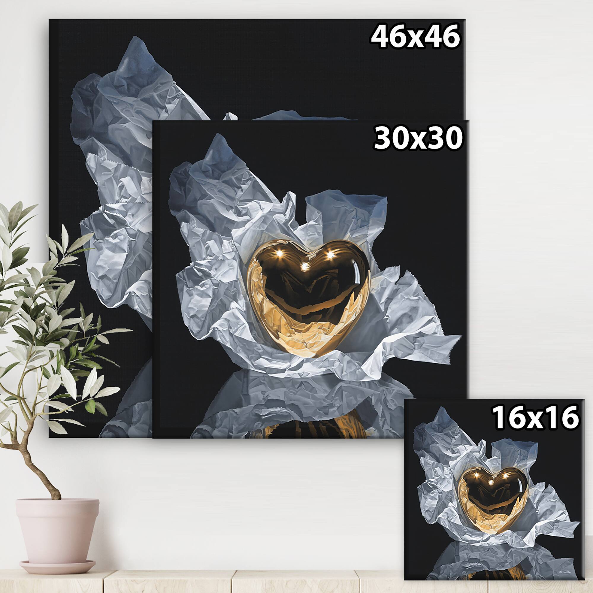 Designart - Heart Of Gold - Modern &#x26; Contemporary Canvas Wall Art