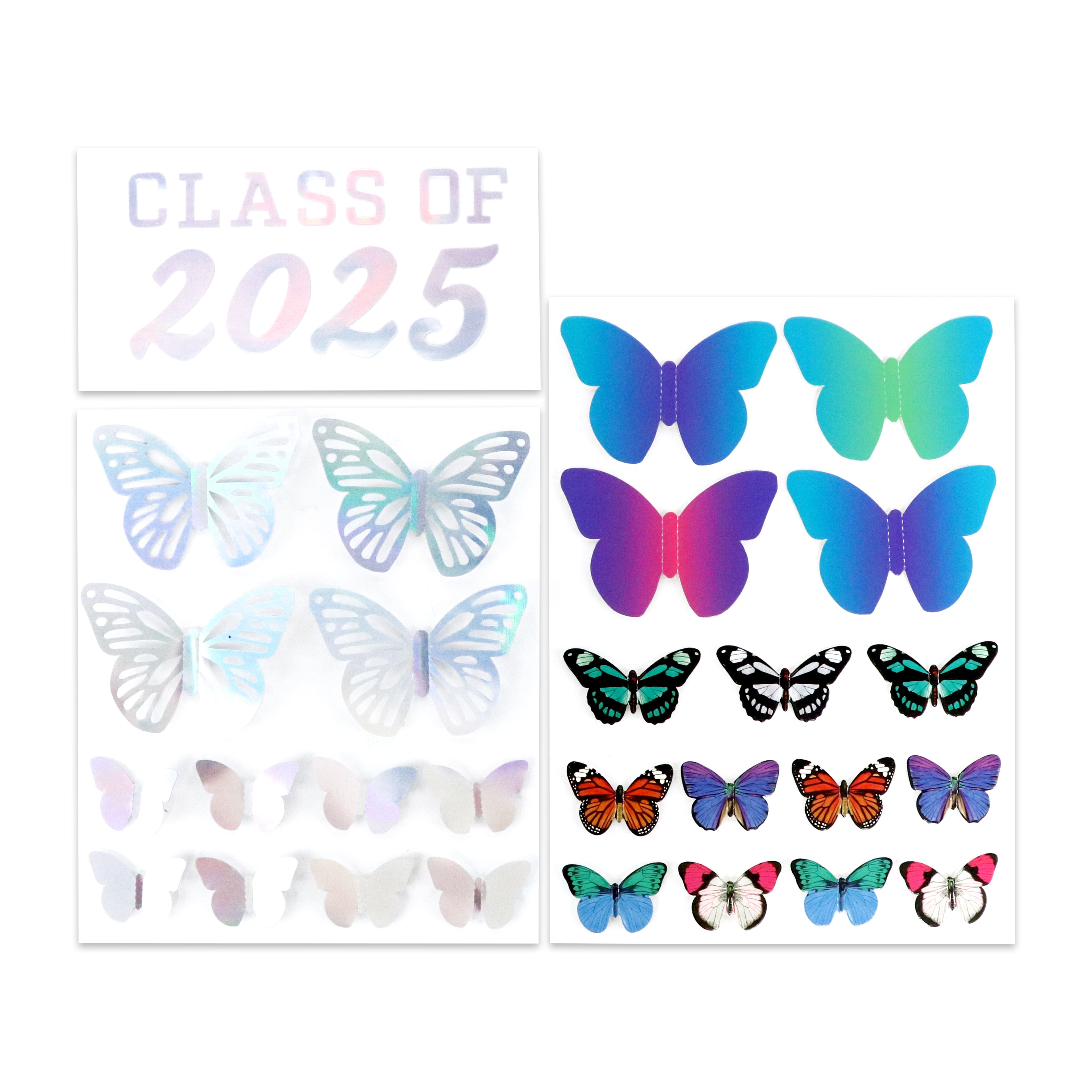 Holographic Butterfly Graduation Cap Stickers by Recollections™