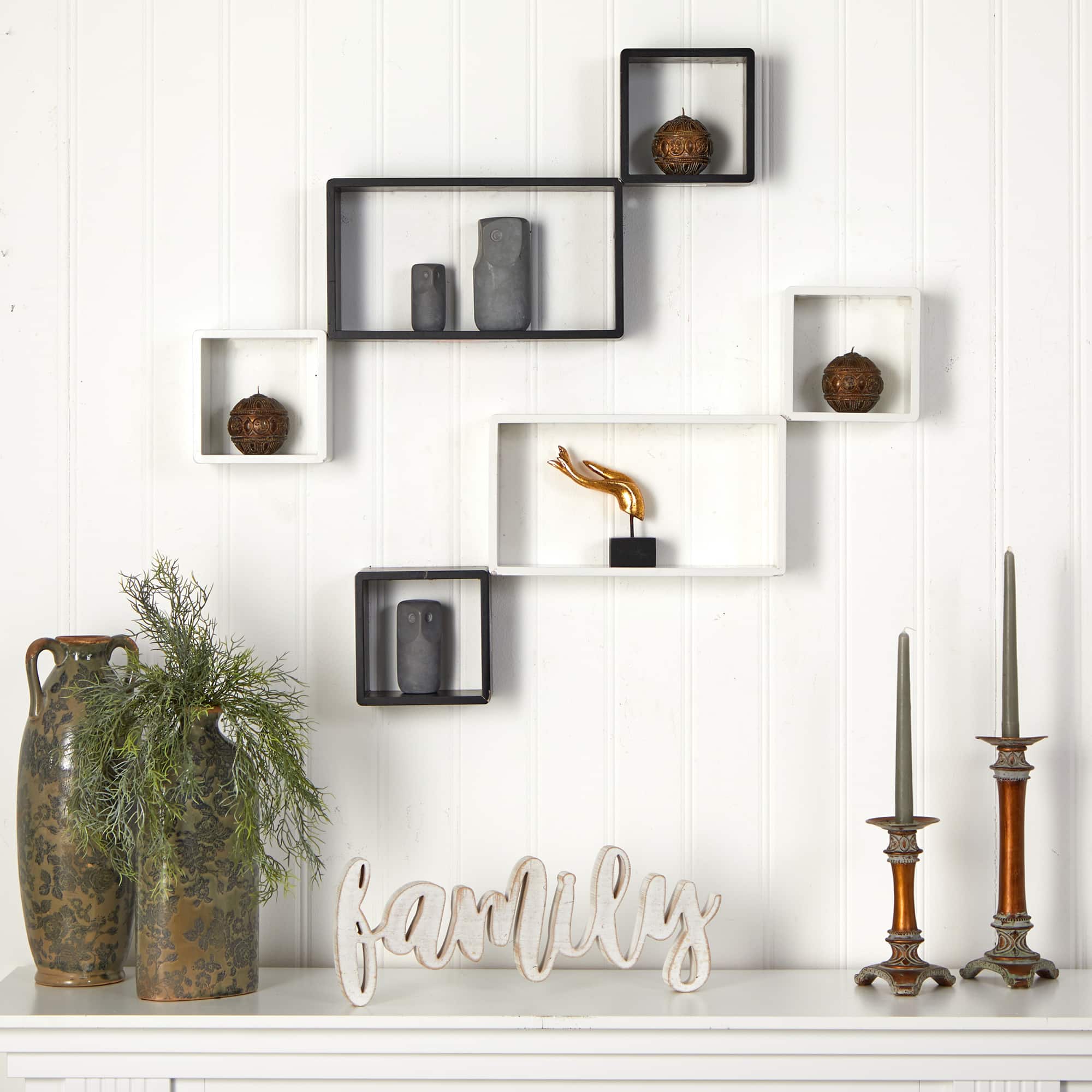 15" Modern Wall Art Décor Floating Shelves (Set of 6)